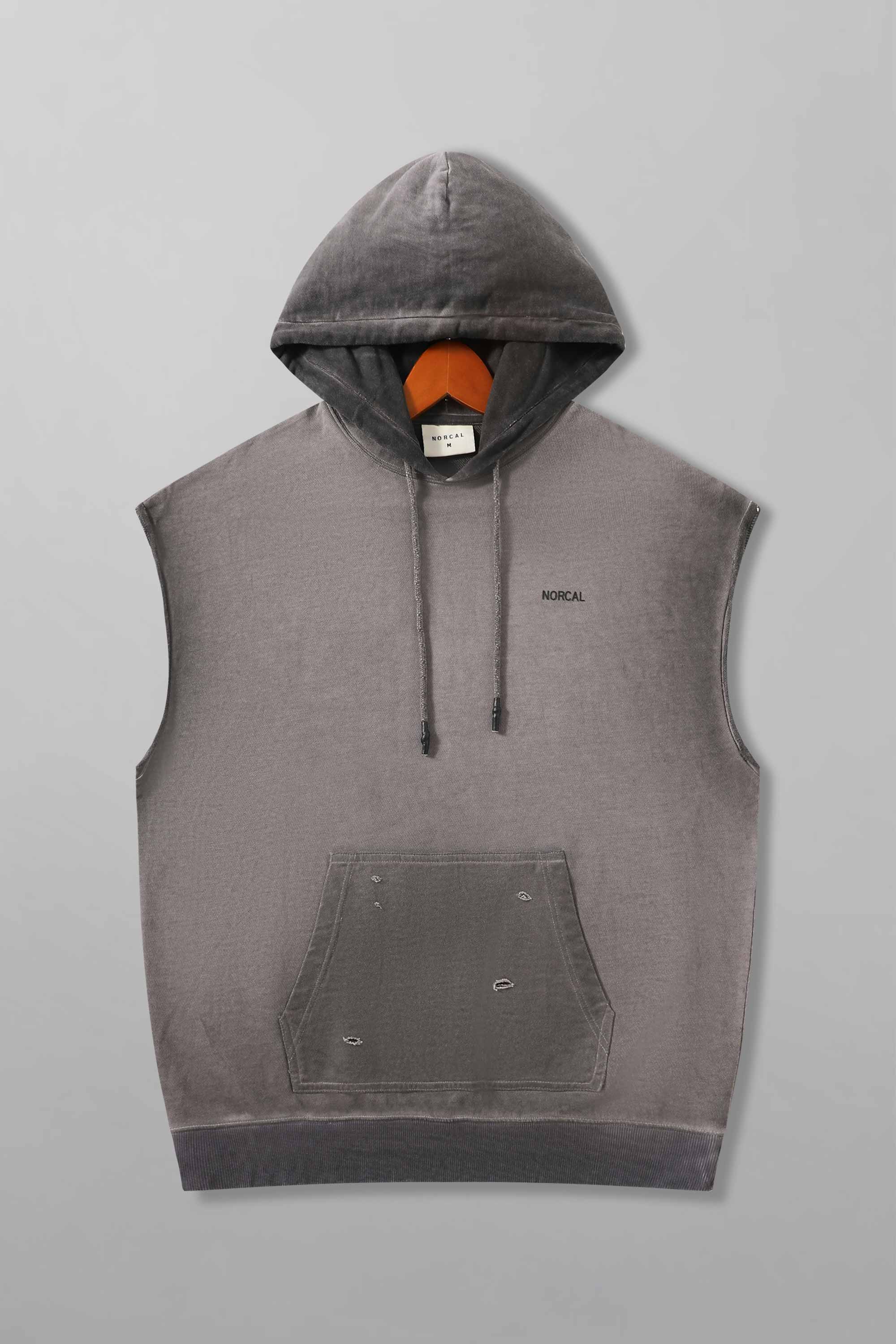 Oil Wash Sleeveless Hoodie