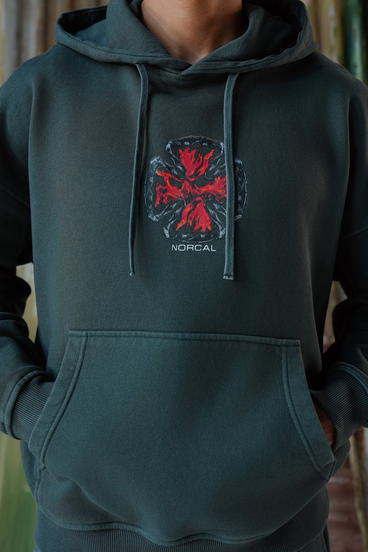 Fire Blaze Digital Printed Hoodie - Charcoal