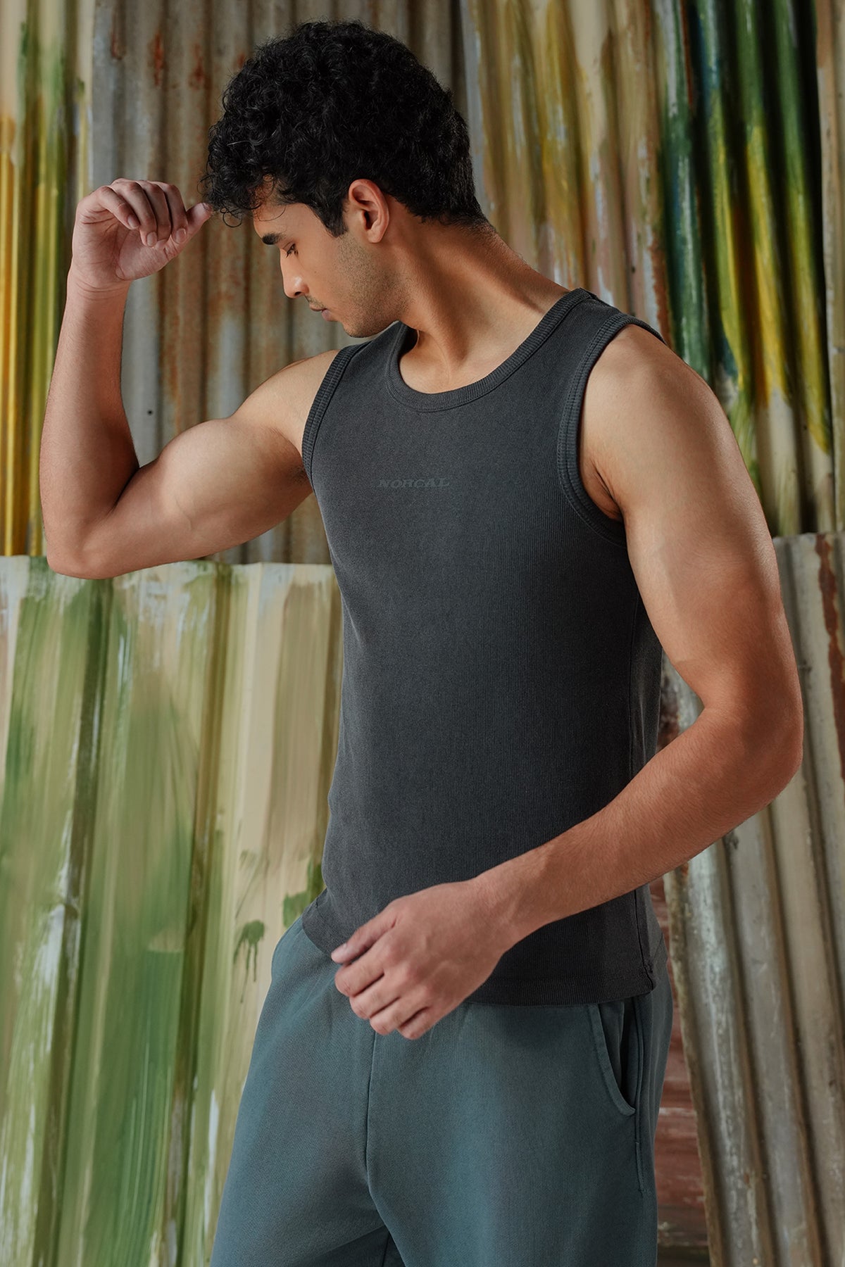 Acid Wash Everyday Wear Tank - Charcoal Grey