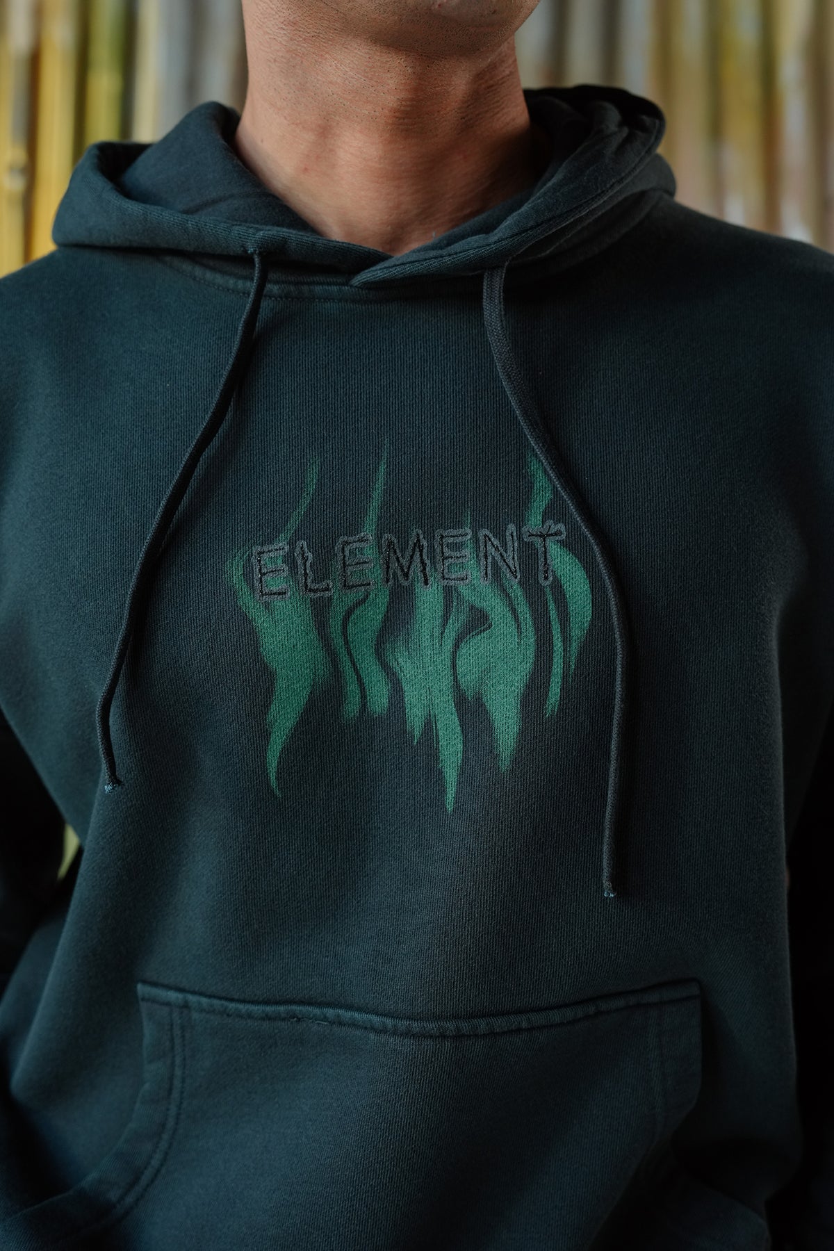 Element Flame Acid Wash Hoodie - Greenish Grey