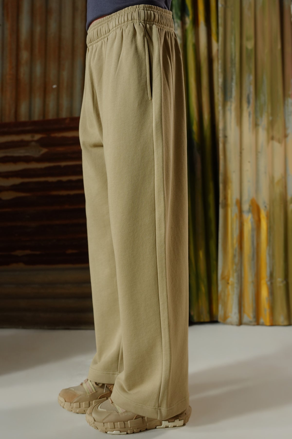 Embroidered Logo Branded Trousers - Khaki