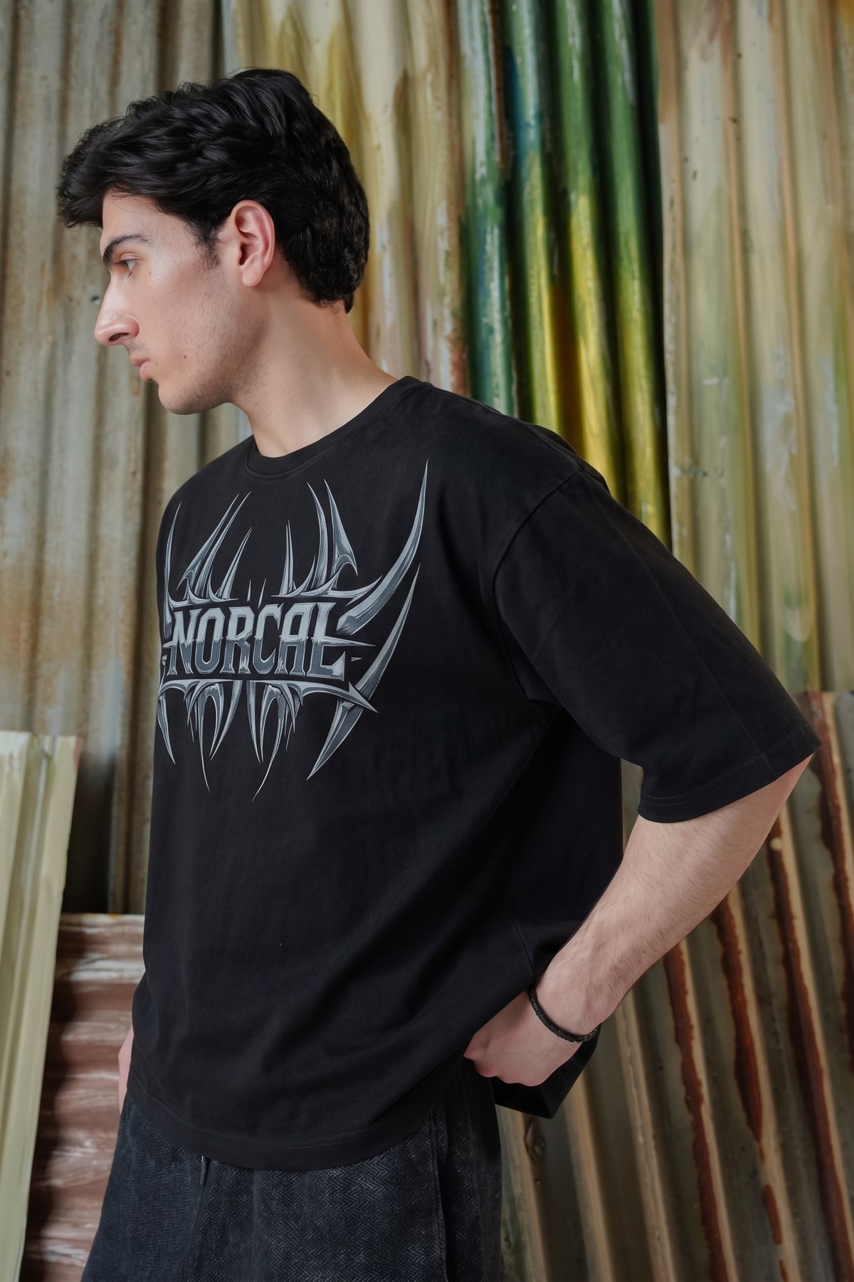 Norcal Metallic Throne Acid Wash Tee - Black
