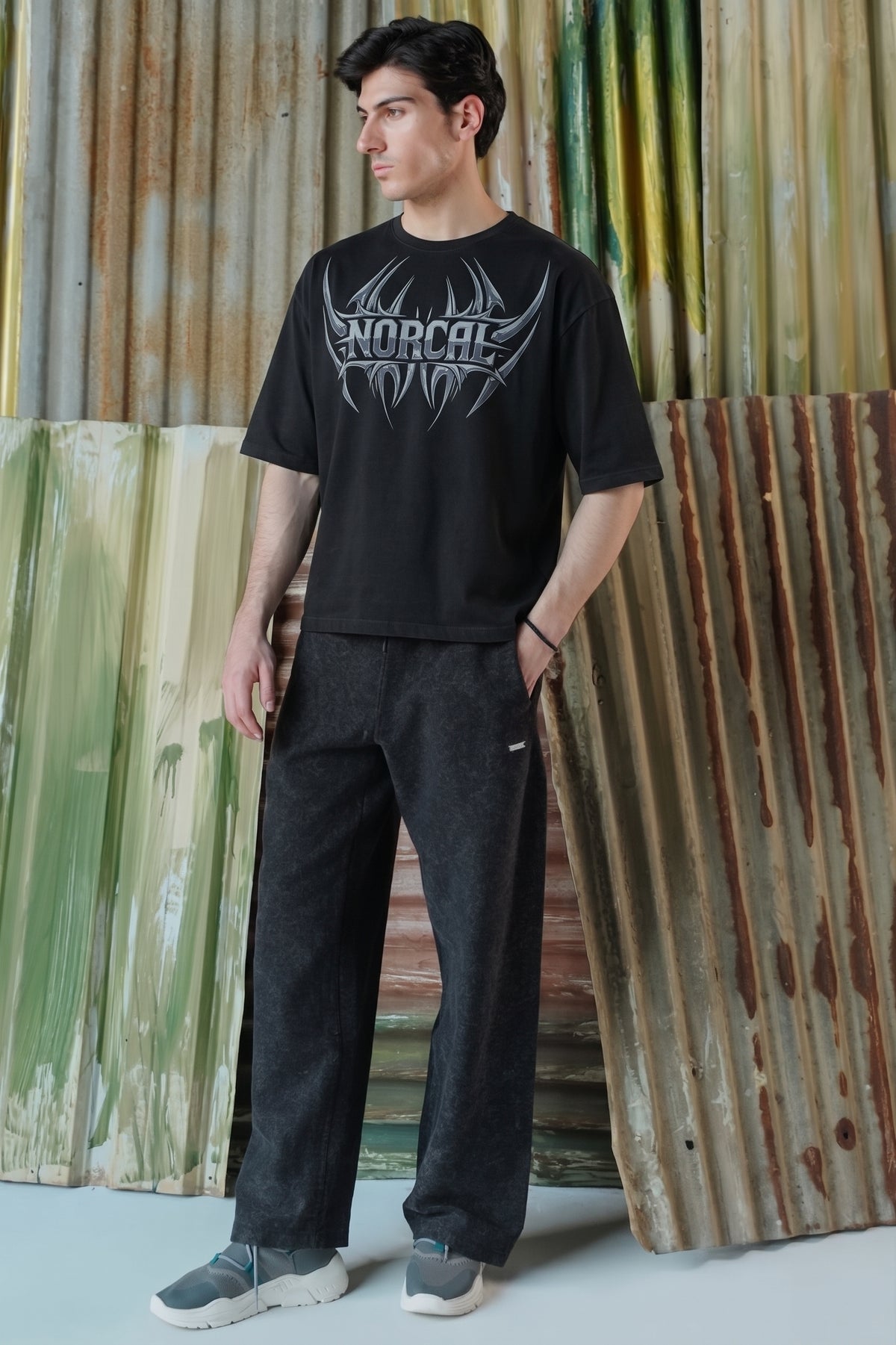 Norcal Metallic Throne Acid Wash Tee - Black