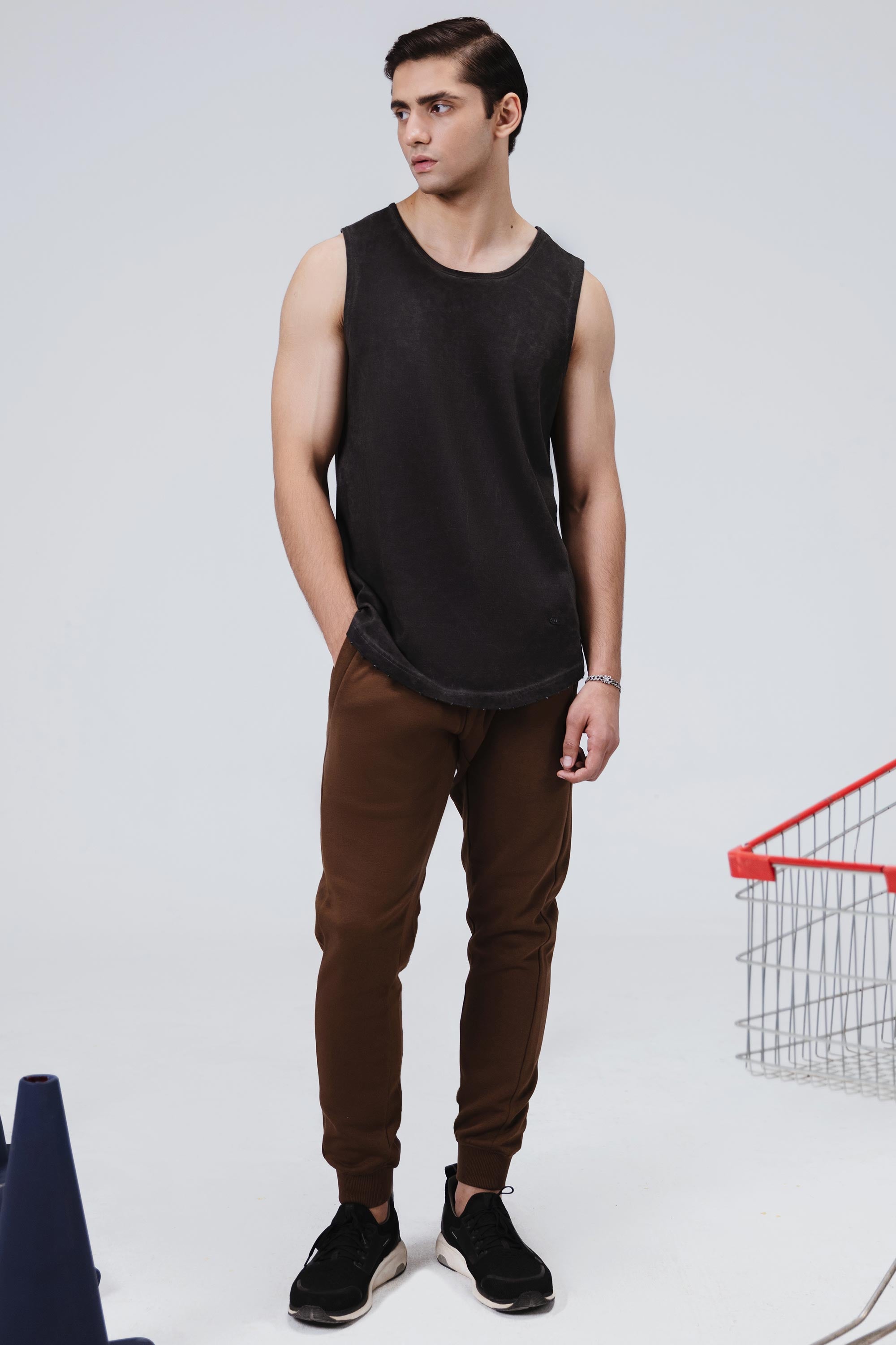 Oil Wash Scoop Bottom Tanktop
