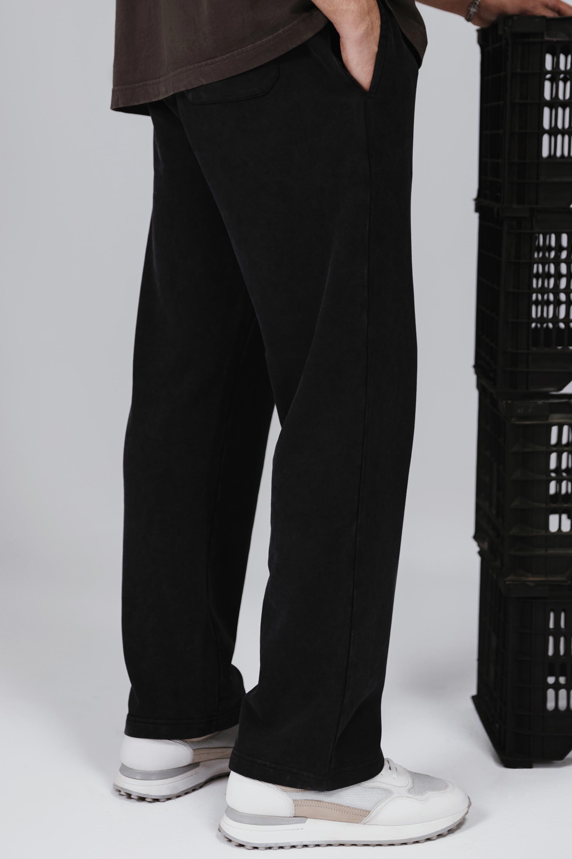 Relaxed Fit Acid Wash Trousers