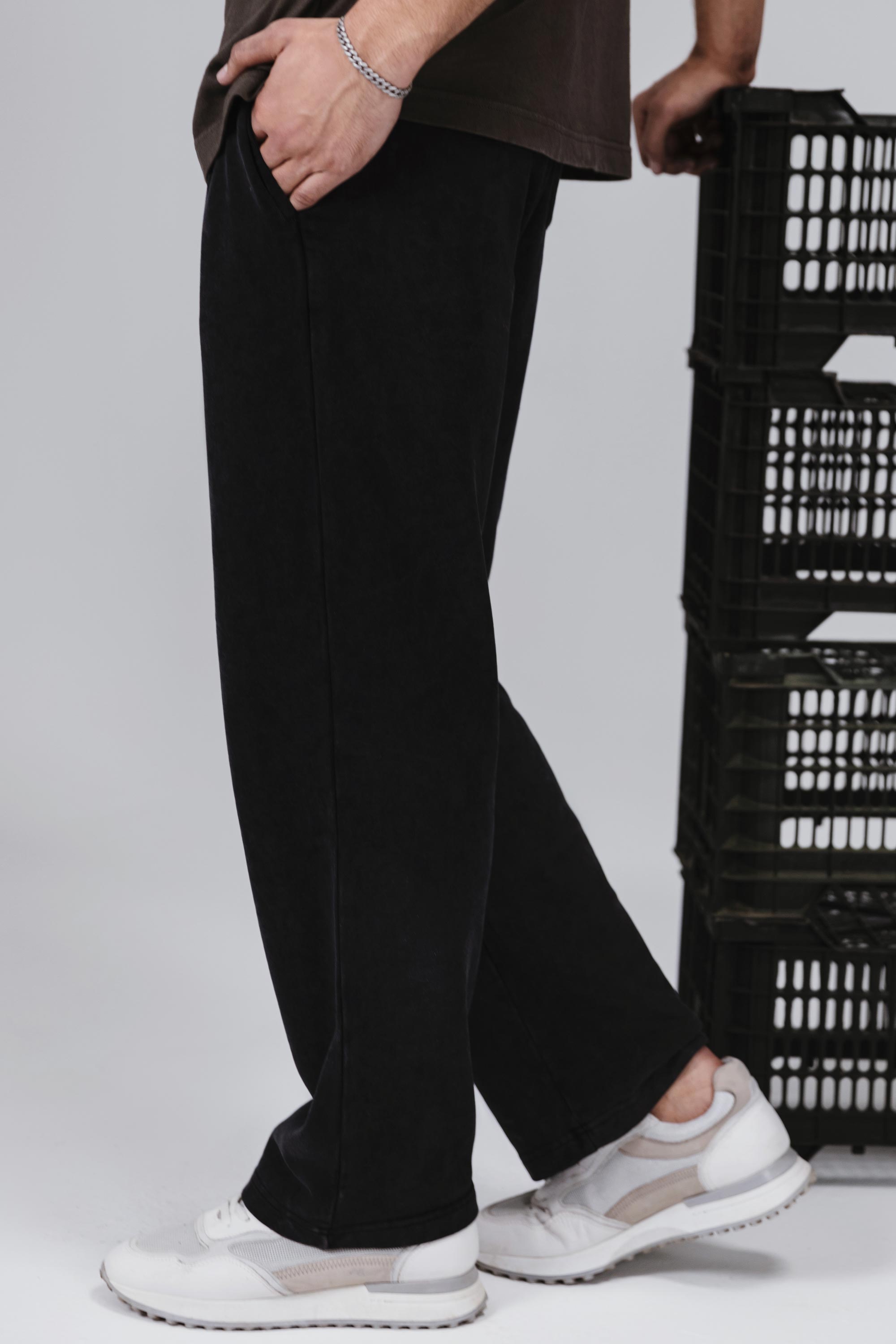 Relaxed Fit Acid Wash Trousers