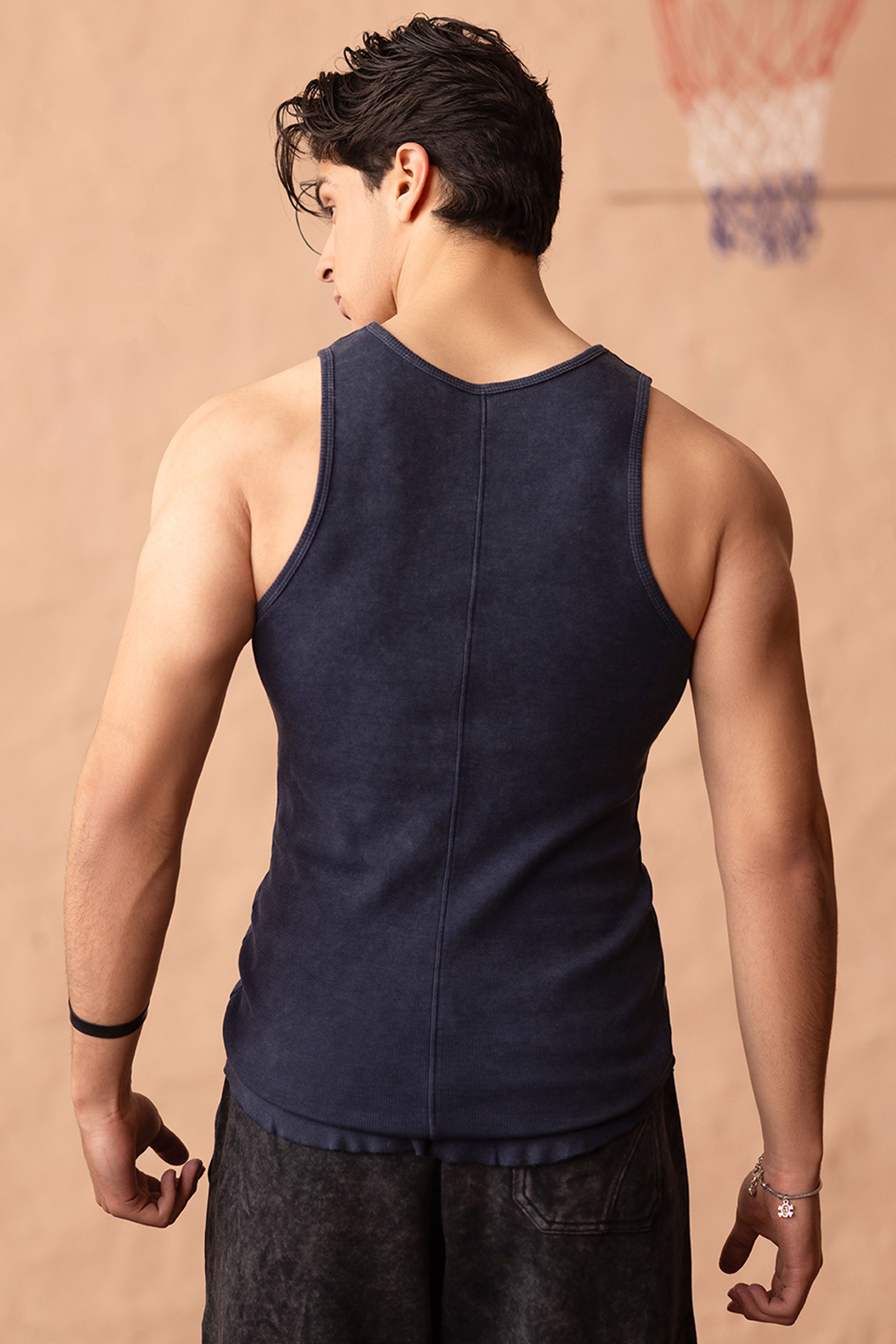 Acid Wash Scoop Bottom Rib Tank