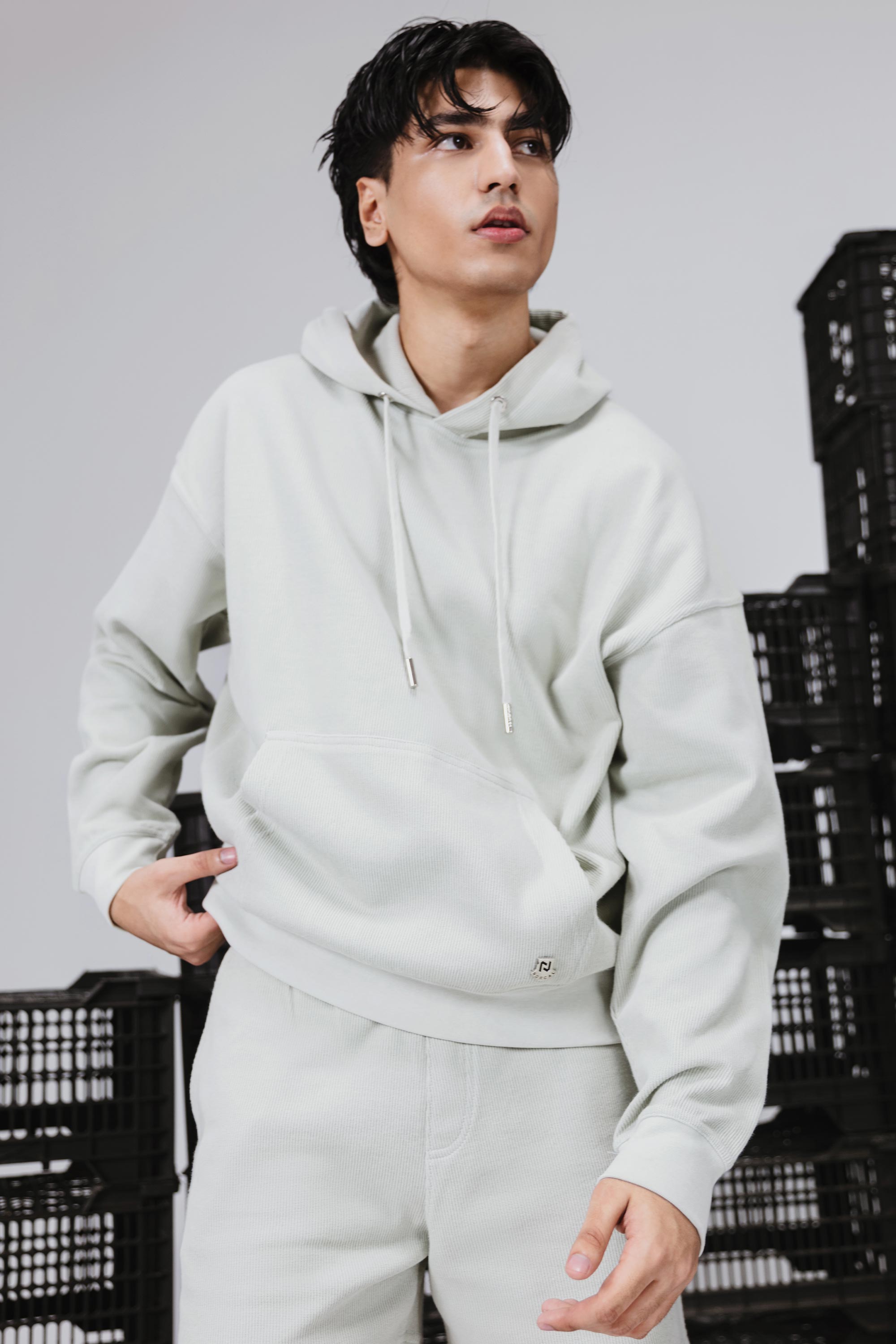Mint Green Sweater Knit Hoodie