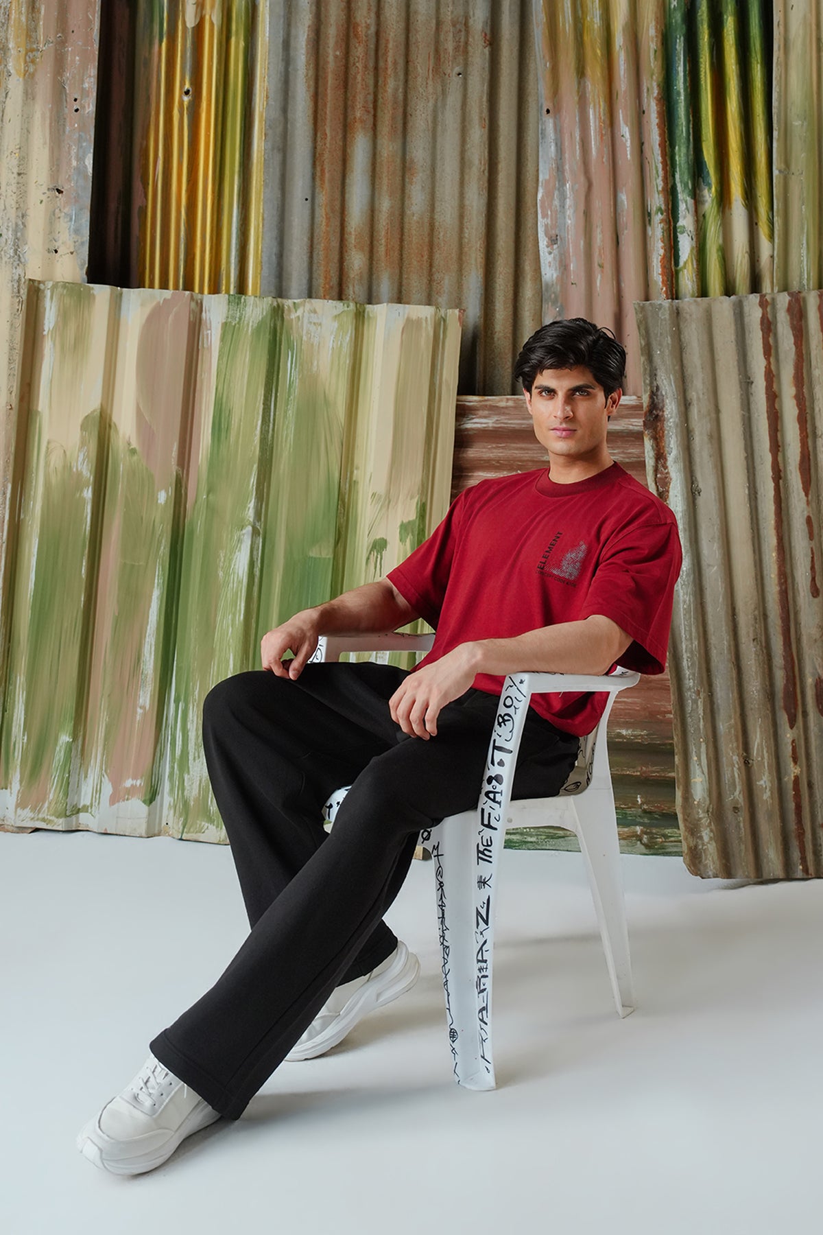 Element 4708 Acid Wash Tee - Deep Red