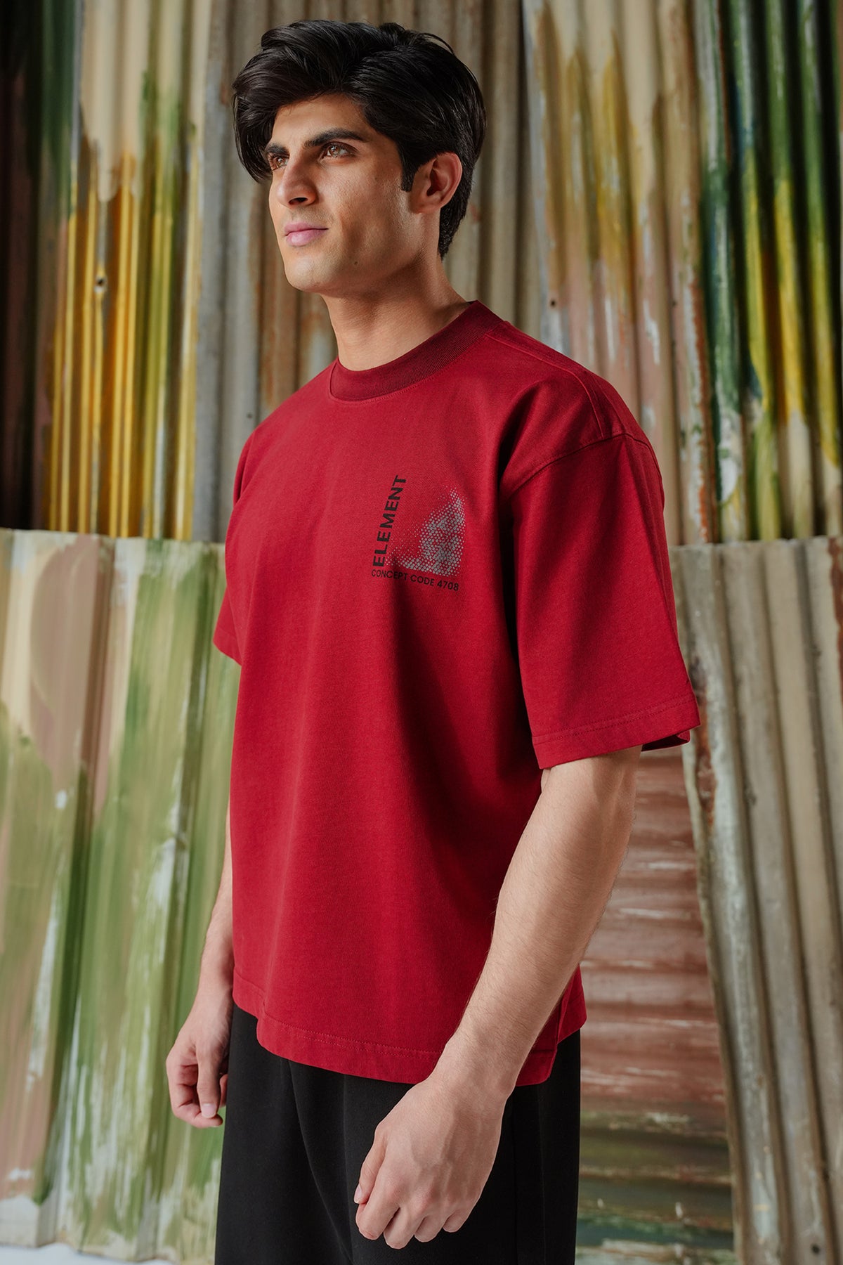 Element 4708 Acid Wash Tee - Deep Red