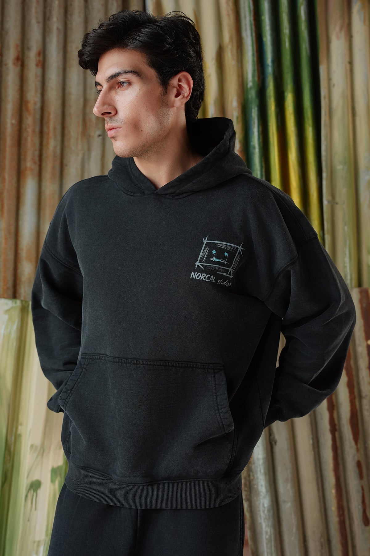 Norcal Studios Acid Wash Hoodie - Black