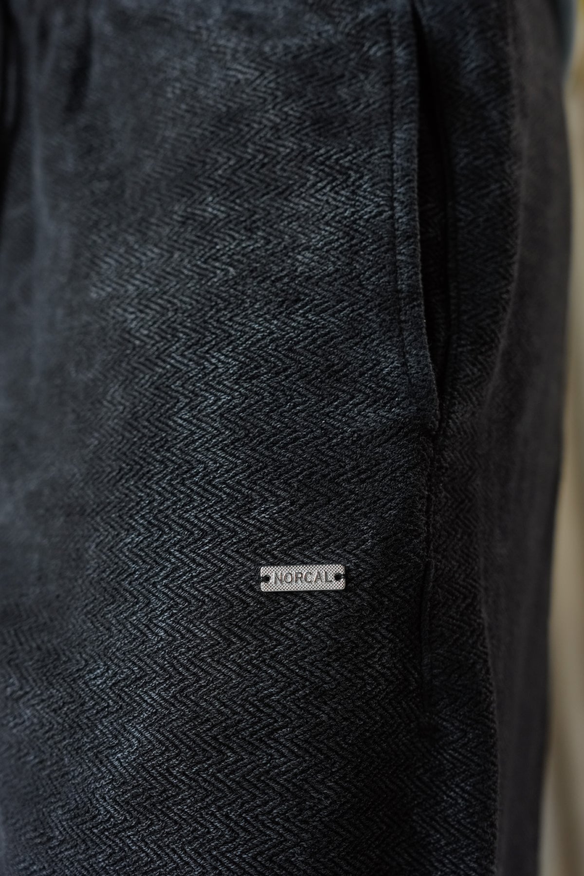 Acid Wash Herringbone Trousers - Black
