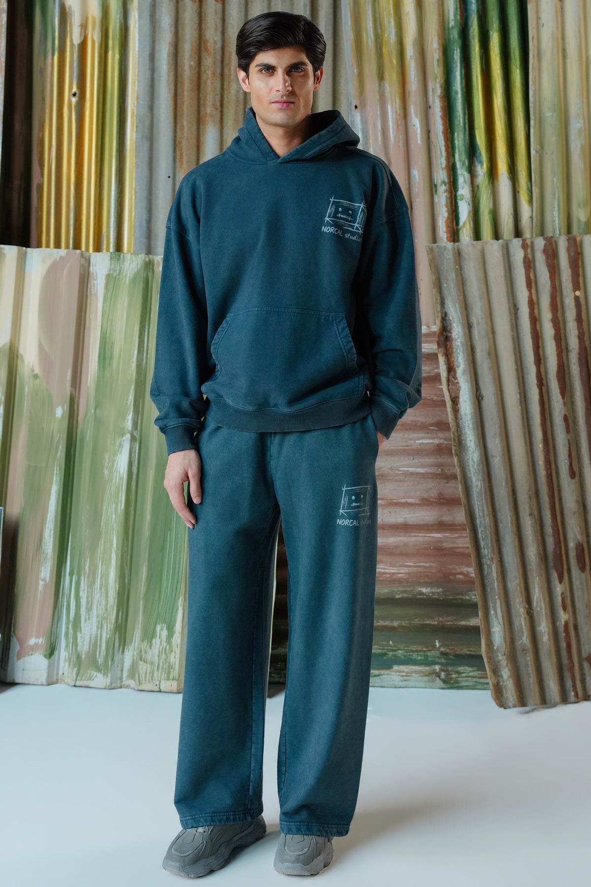 Norcal Studios Acid Wash Trousers - Navy Blue