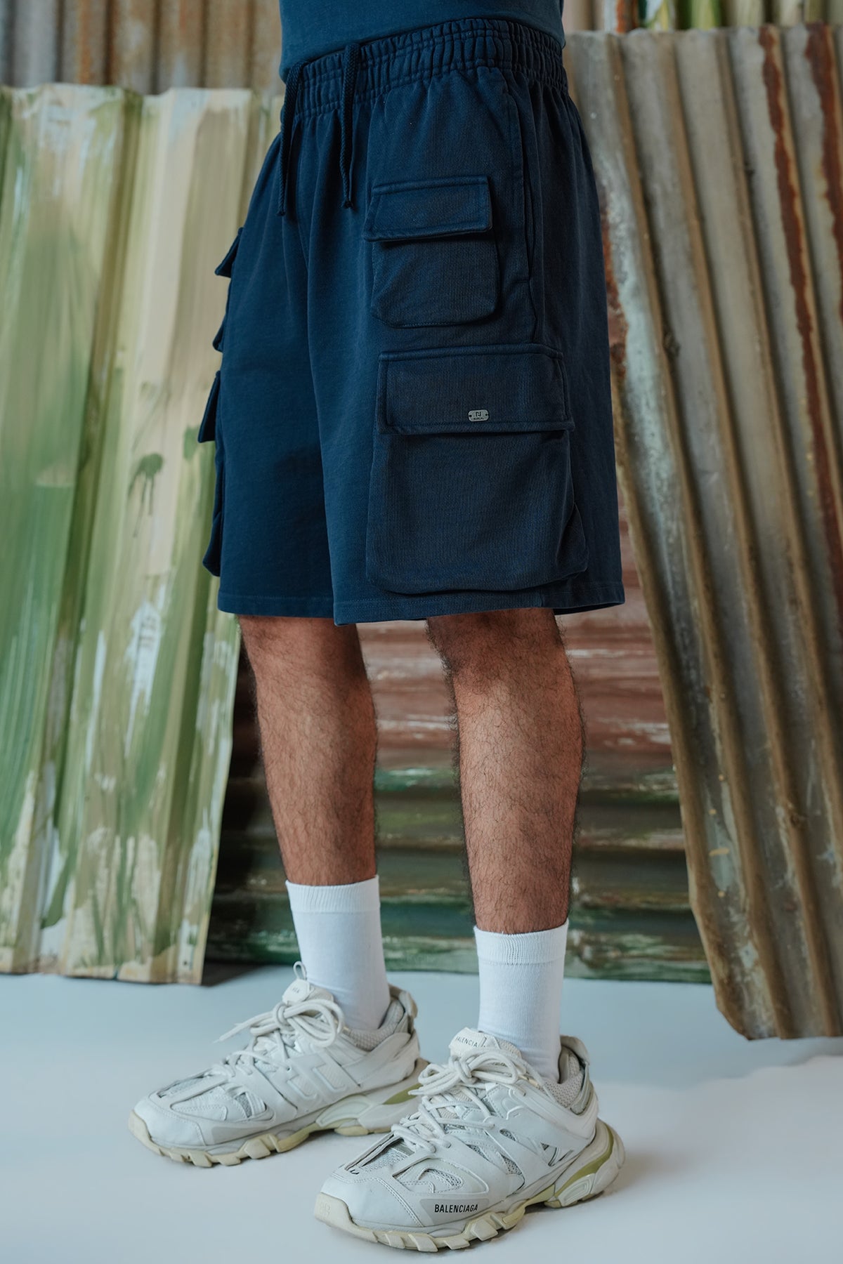Cargo Vintage Wash Shorts - Navy Blue