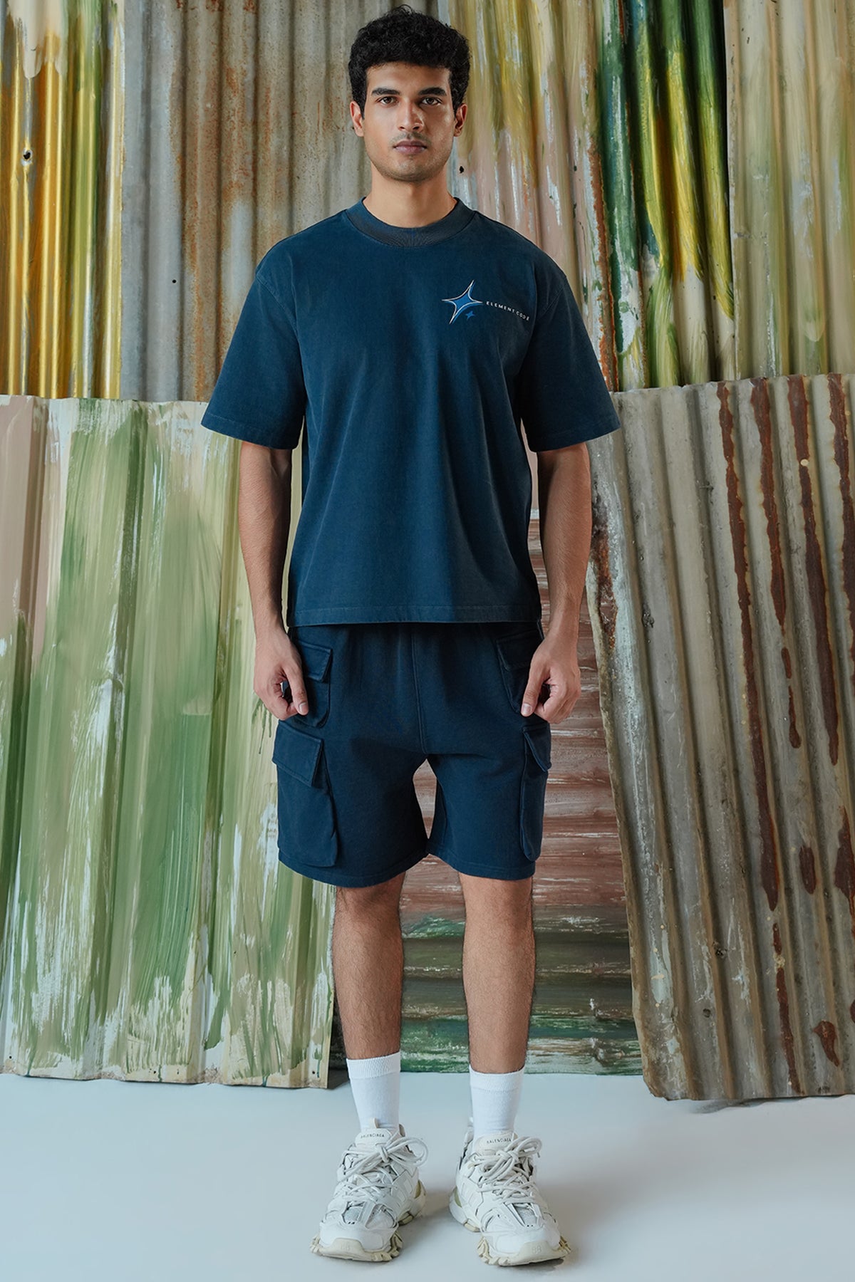 Element Code Statement Acid Wash Tee - Navy Blue