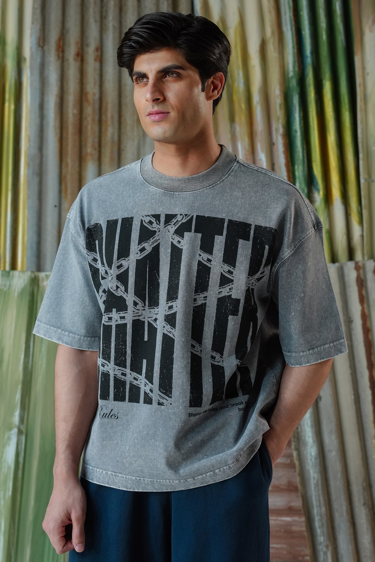 Shatter Rules Acid Wash Tee - Cement Grey