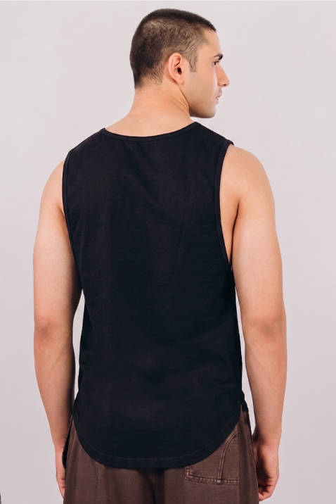 Scoop Bottom Jersey Tank Top - Black