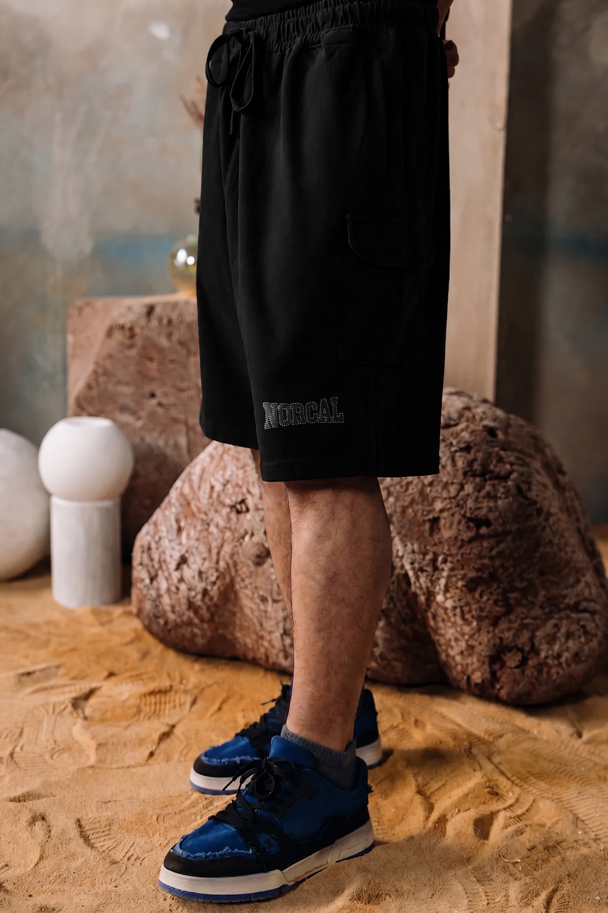 Baggy Acid Wash Shorts