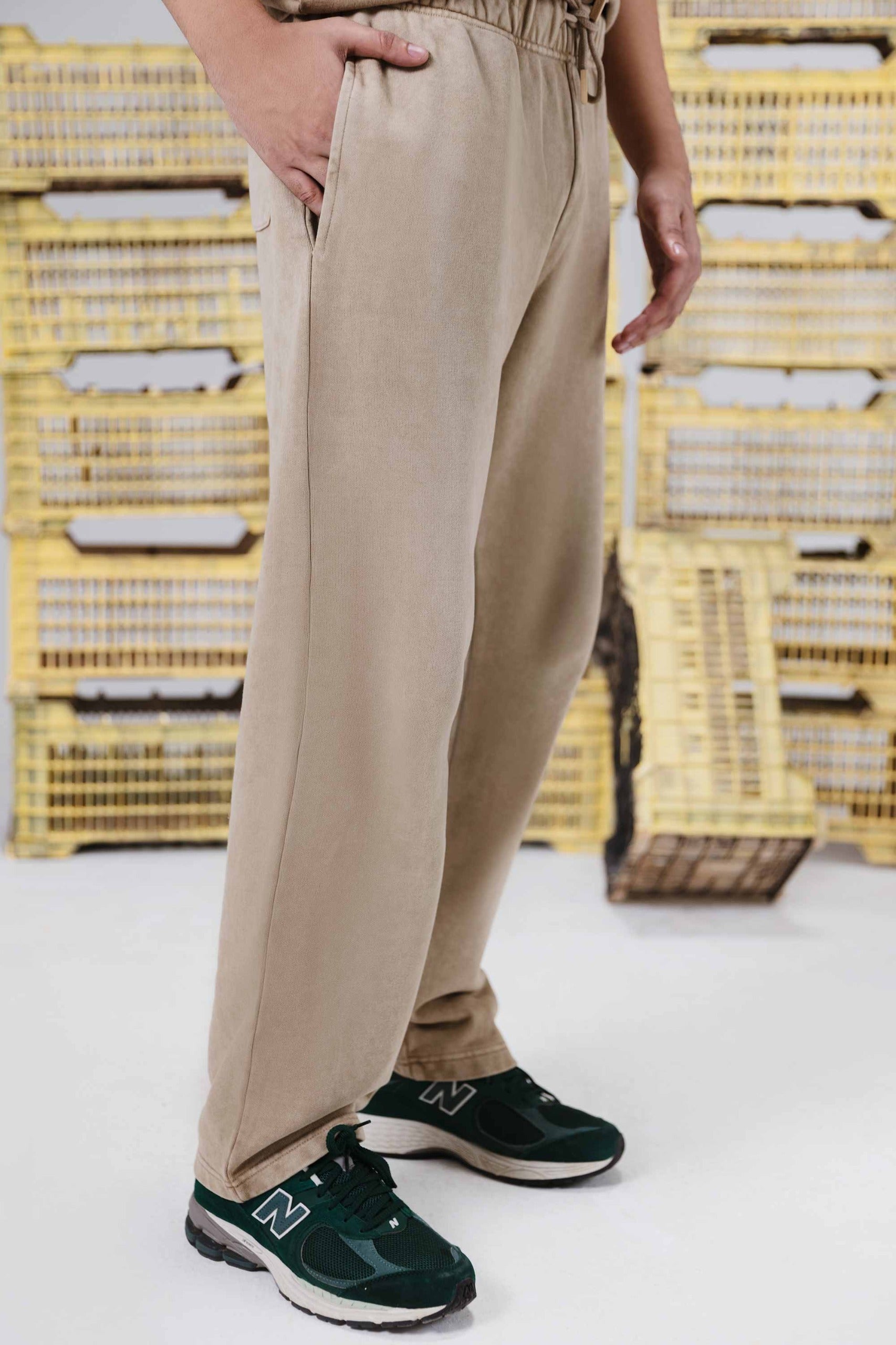 Relaxed Fit Acid Wash Trousers