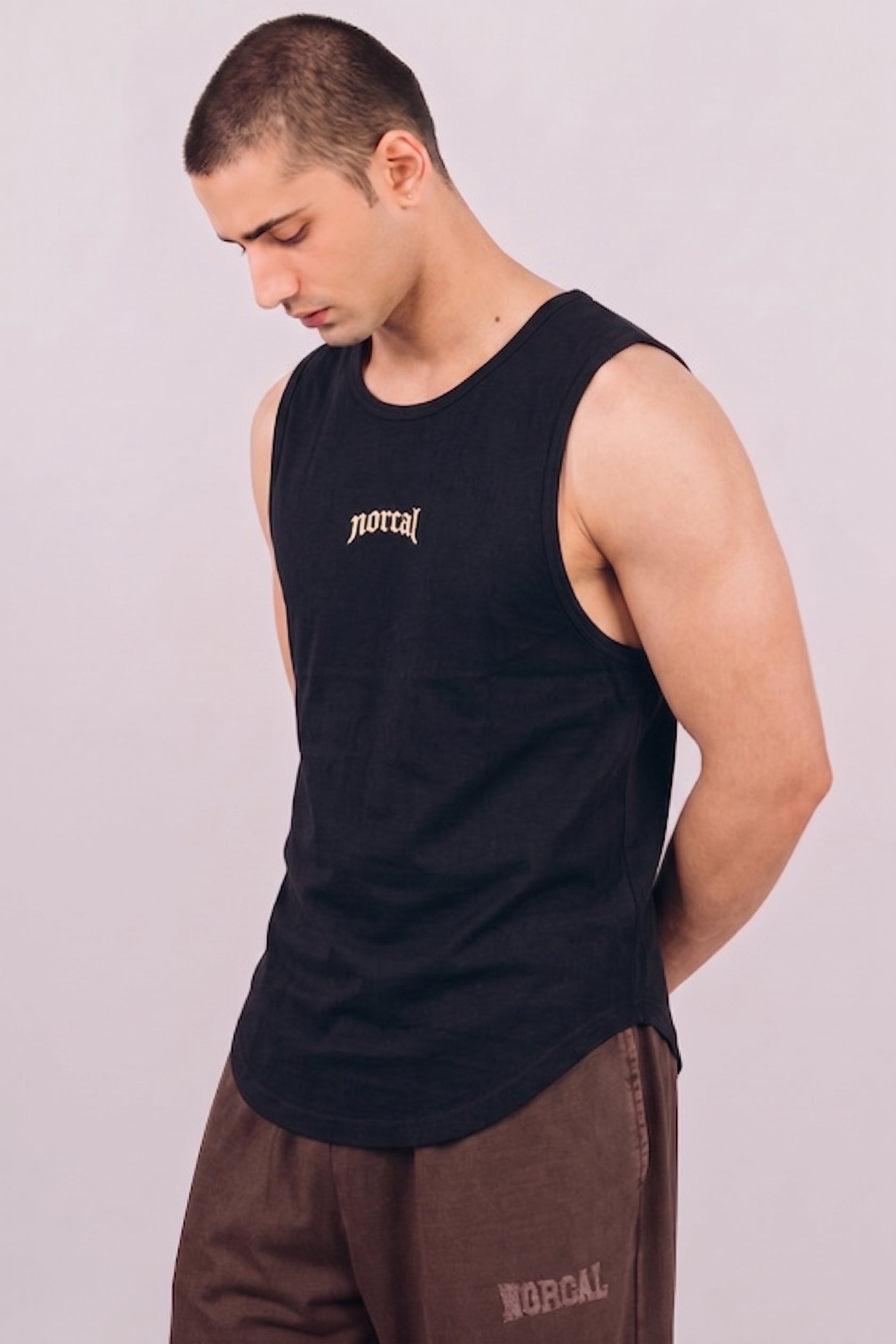 Scoop Bottom Jersey Tank Top - Black