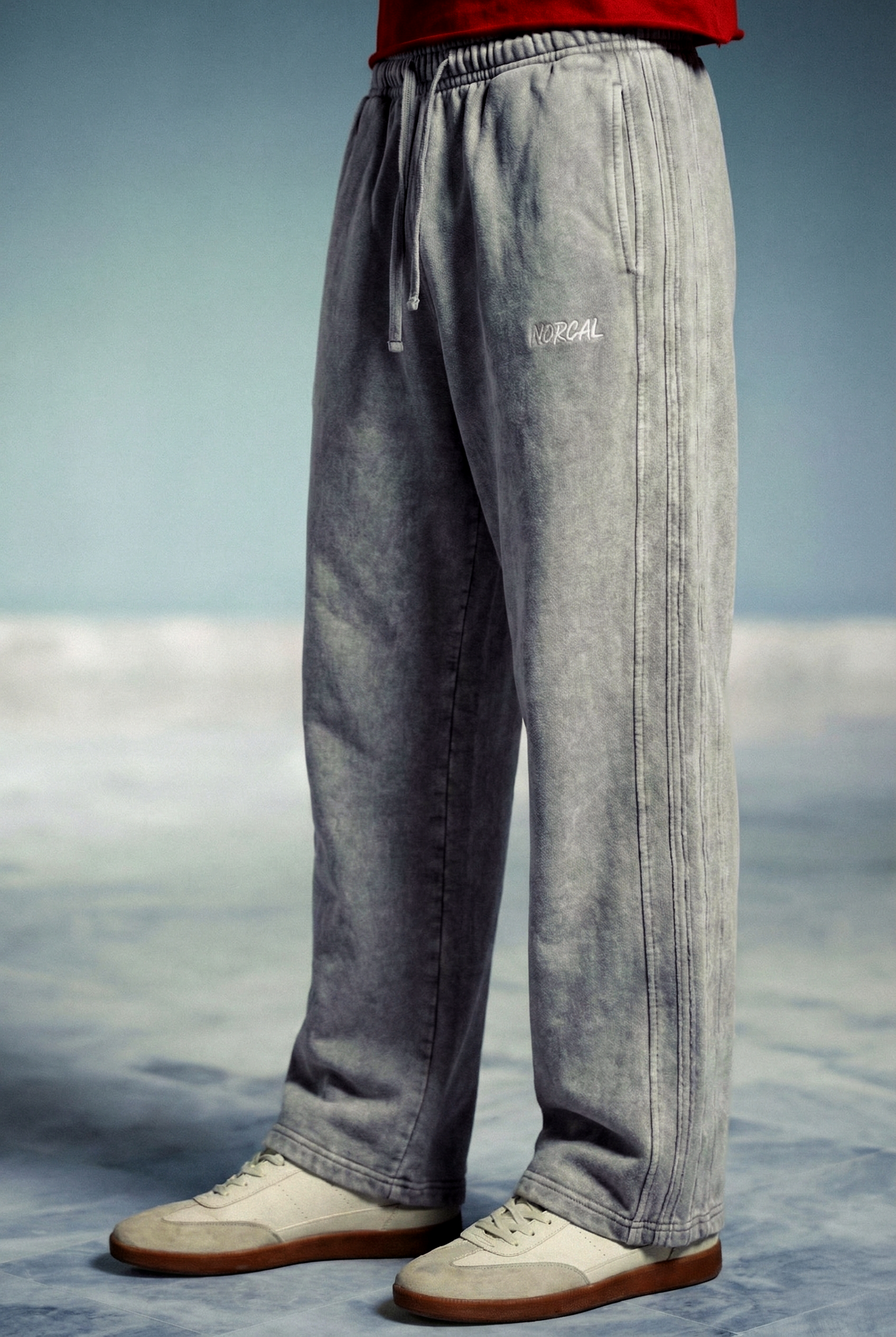 Side Self Stripes Acid Wash Trousers