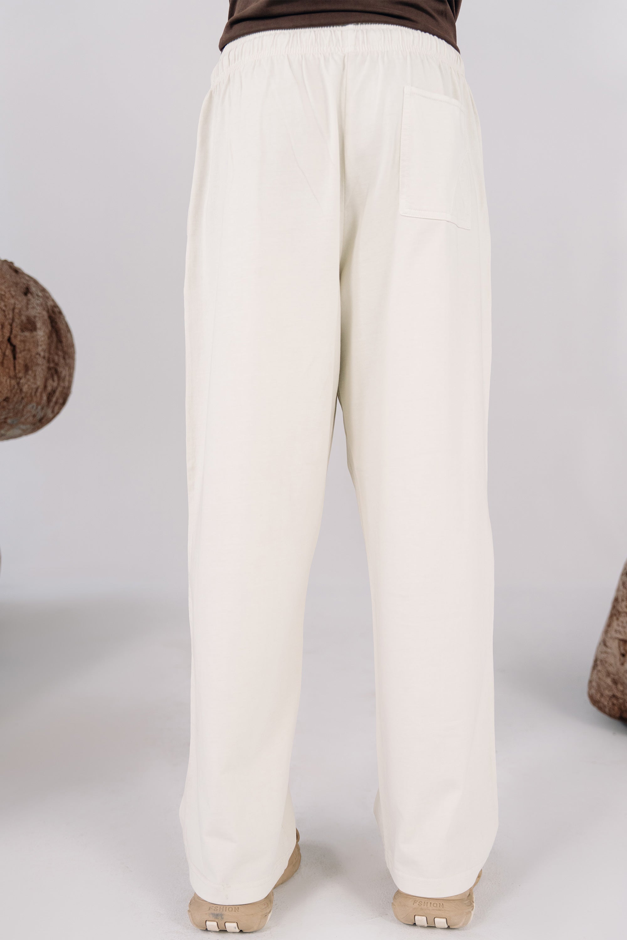 Relaxed Fit Acid Wash Trousers - Off White