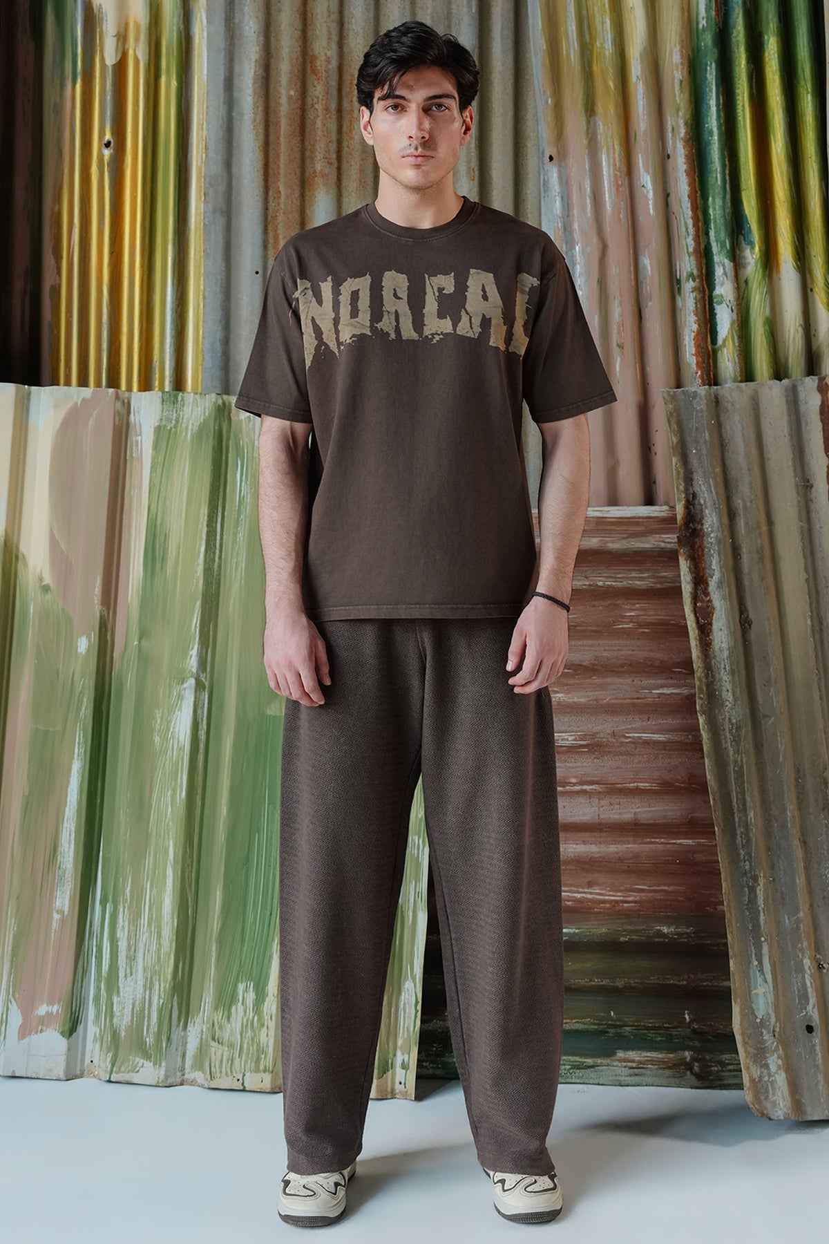 Oil Wash Laser Branded Tee - Coffee Brown