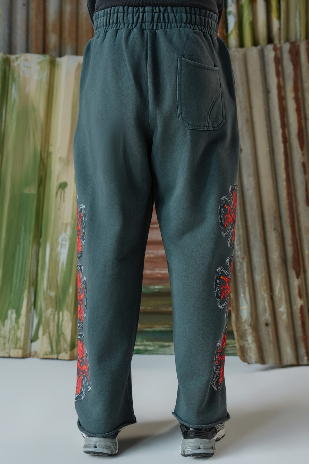 Fire Blaze Digital Printed Trousers - Charcoal