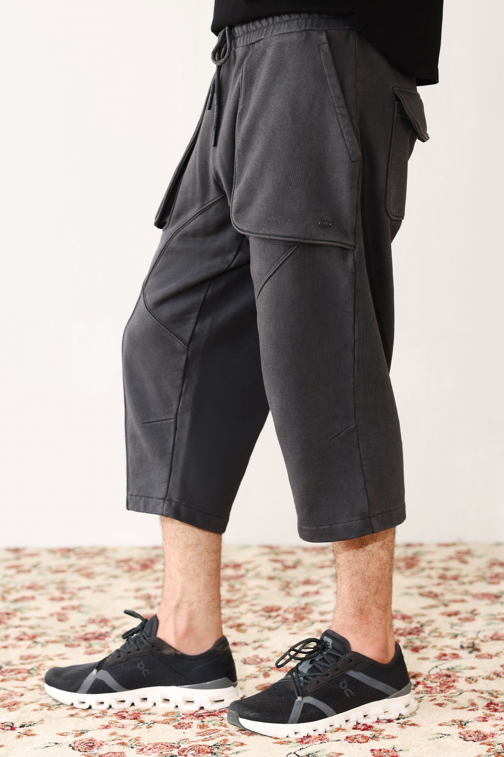 Charcoal grey Three Quarter Shorts
