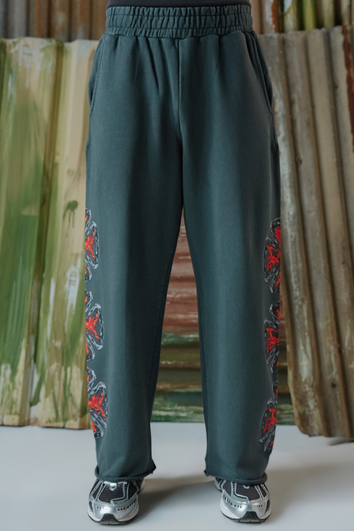 Fire Blaze Digital Printed Trousers - Charcoal
