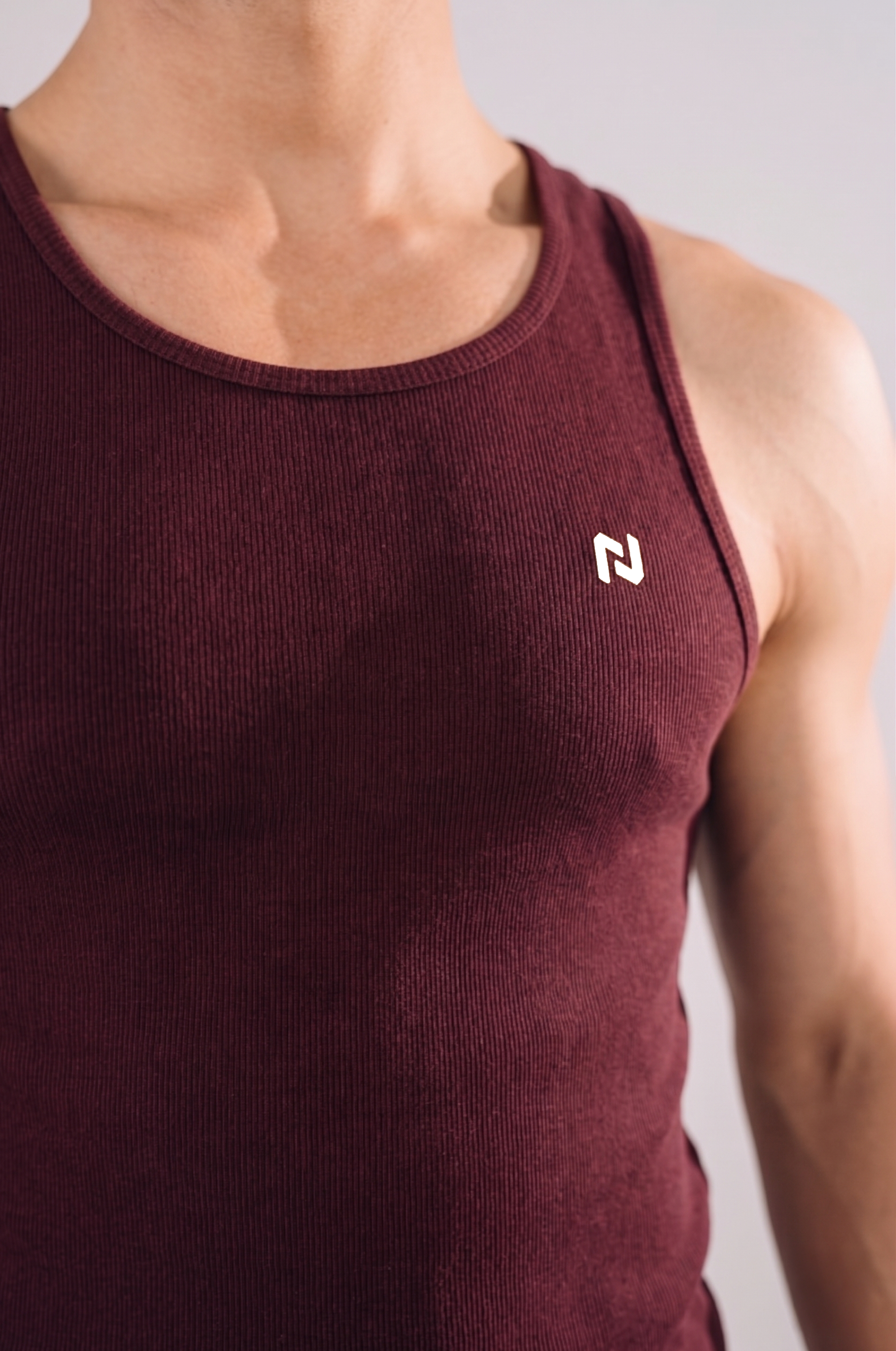 Acid Wash Scoop Bottom Rib Tank - Deep Red