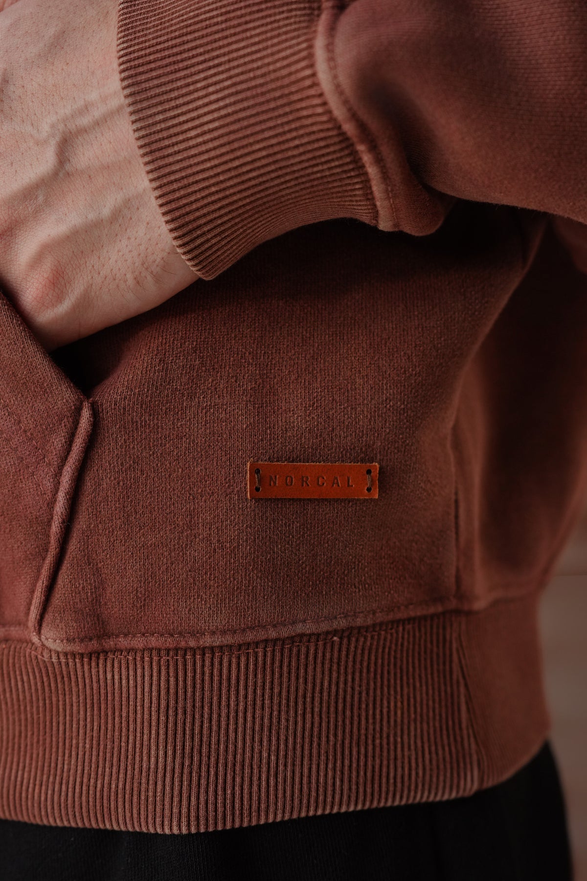 Vintage Wash Applique Embroidered Hoodie - Brown