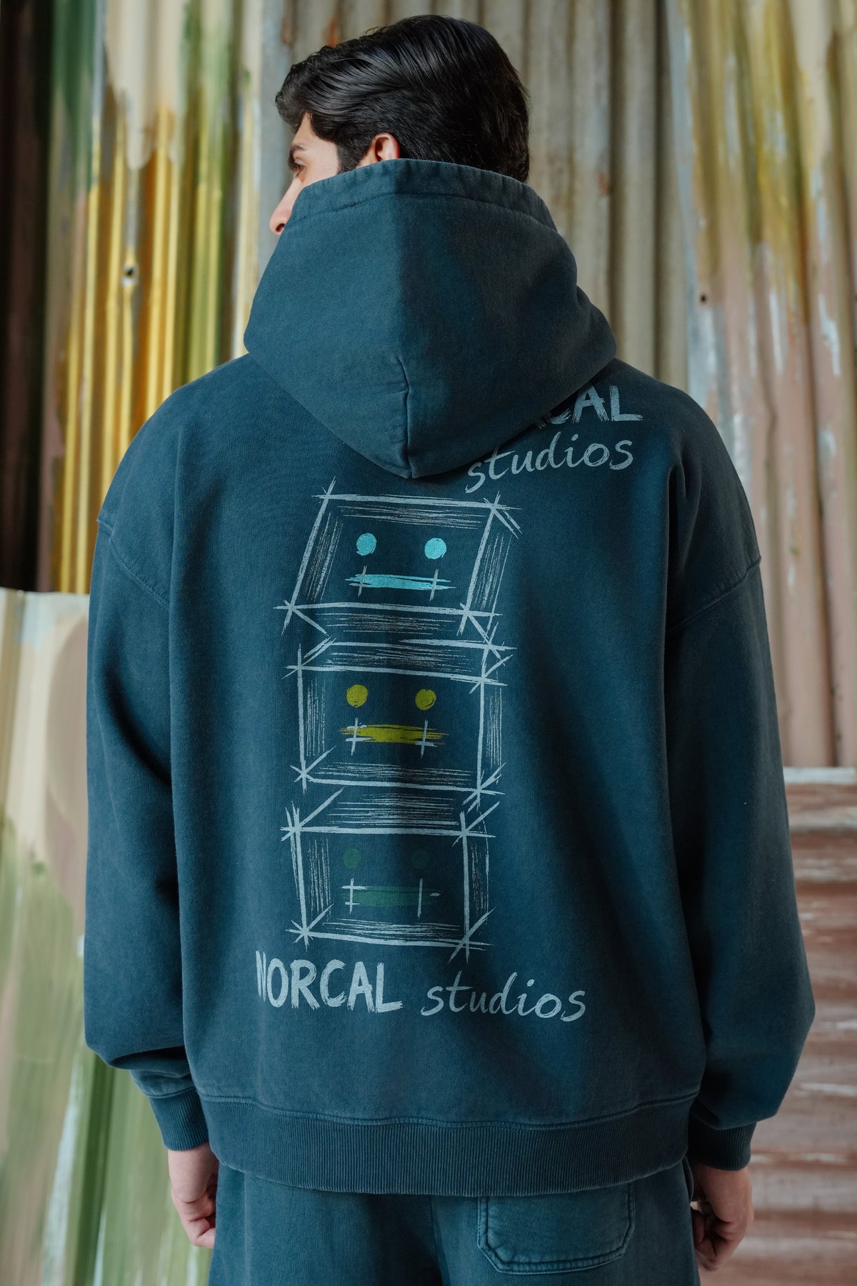 Norcal Studios Acid Wash Hoodie - Navy Blue