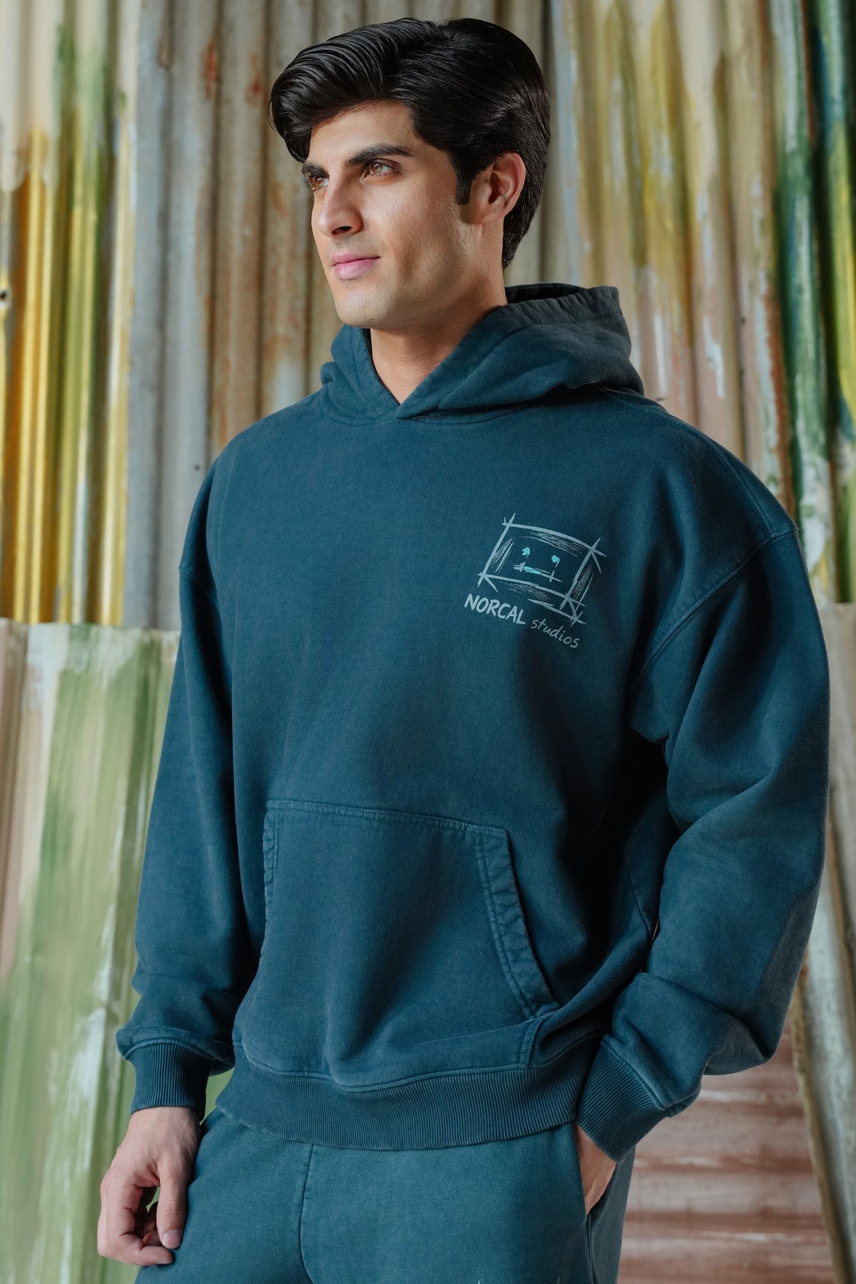Norcal Studios Acid Wash Hoodie - Navy Blue