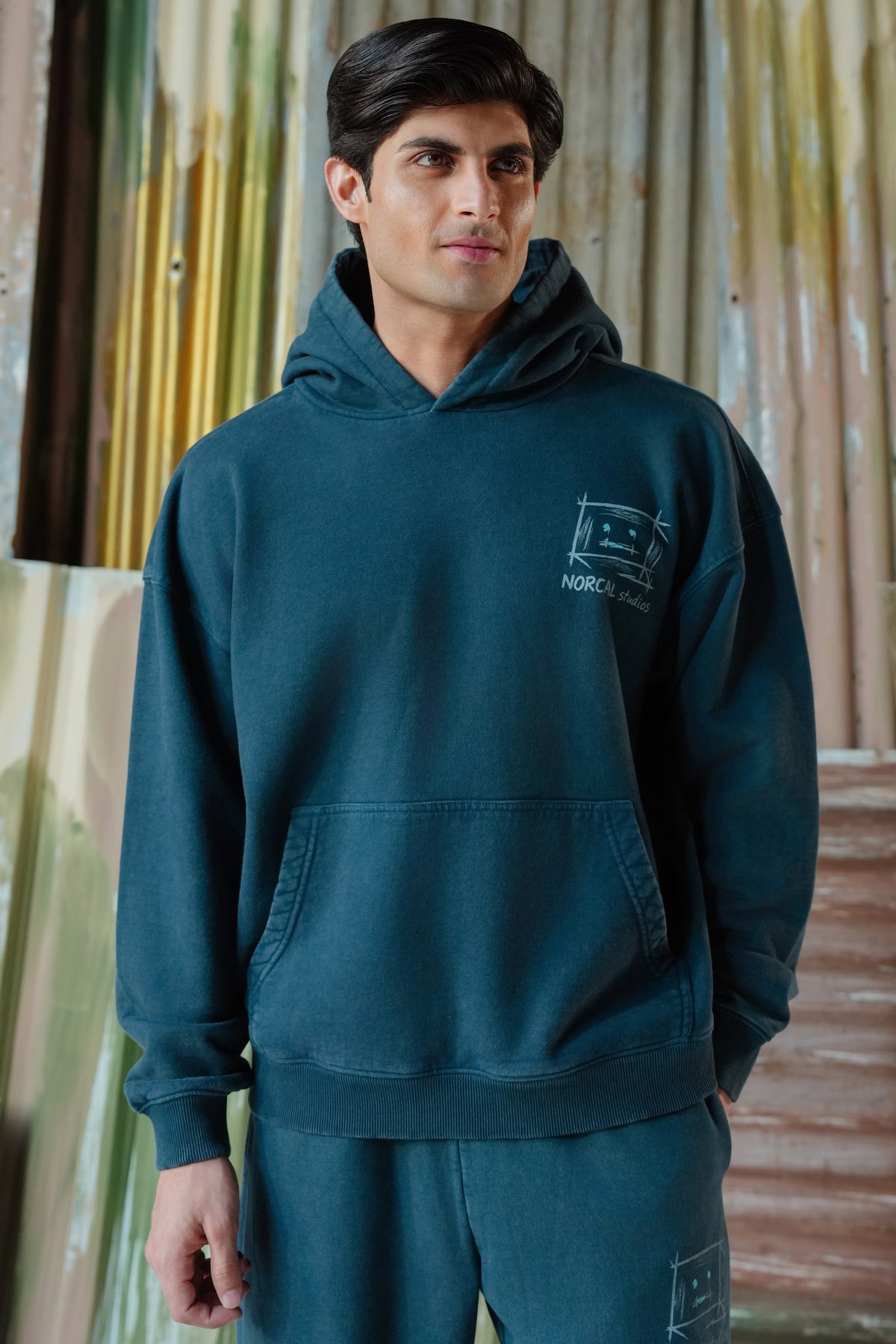 Norcal Studios Acid Wash Hoodie - Navy Blue