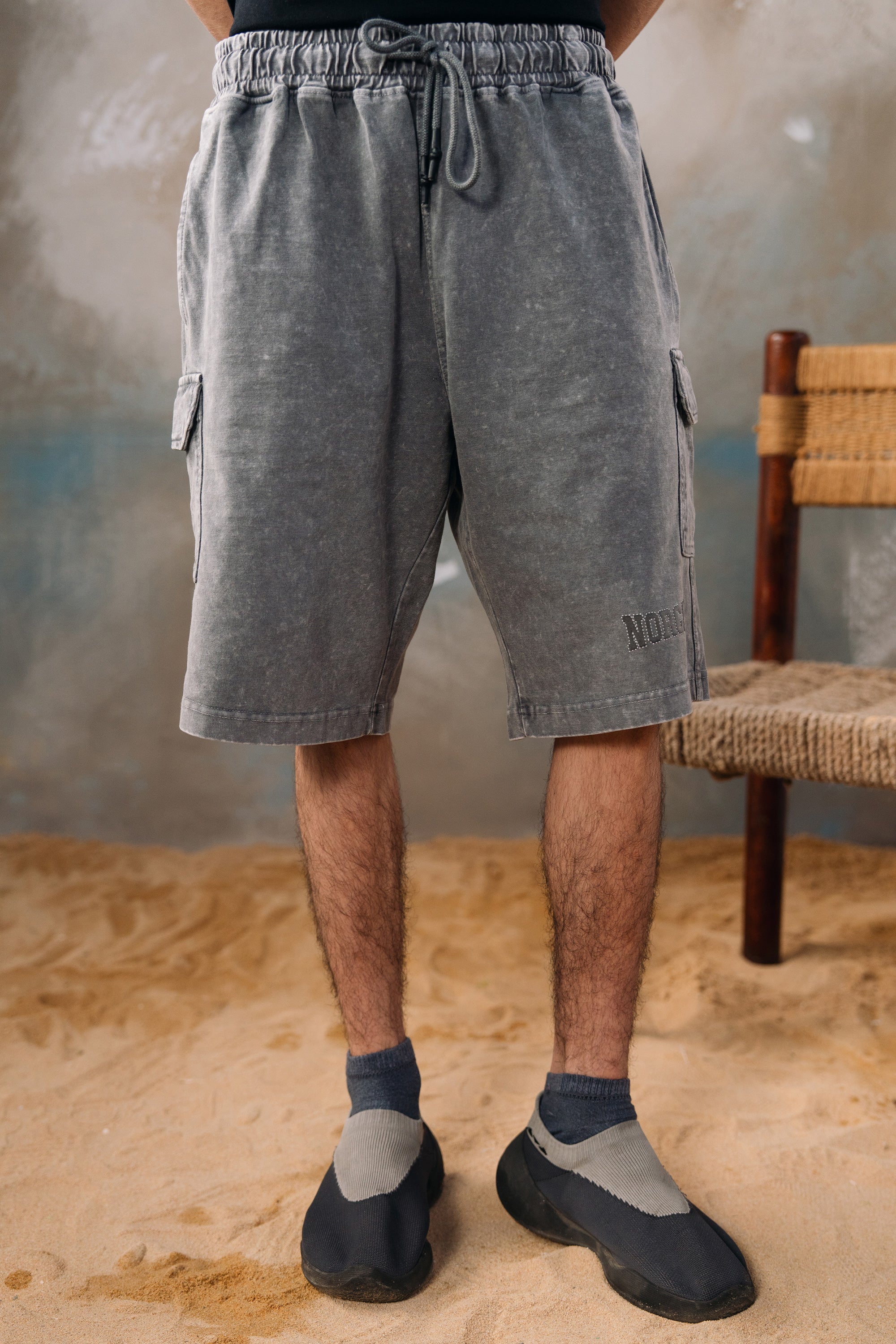 Baggy Acid Wash Shorts