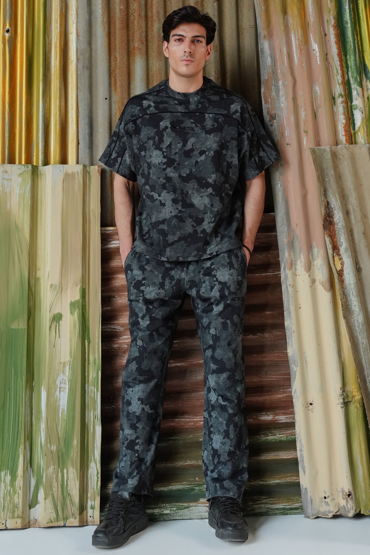 Camouflage Contrast Panel Tee - Black