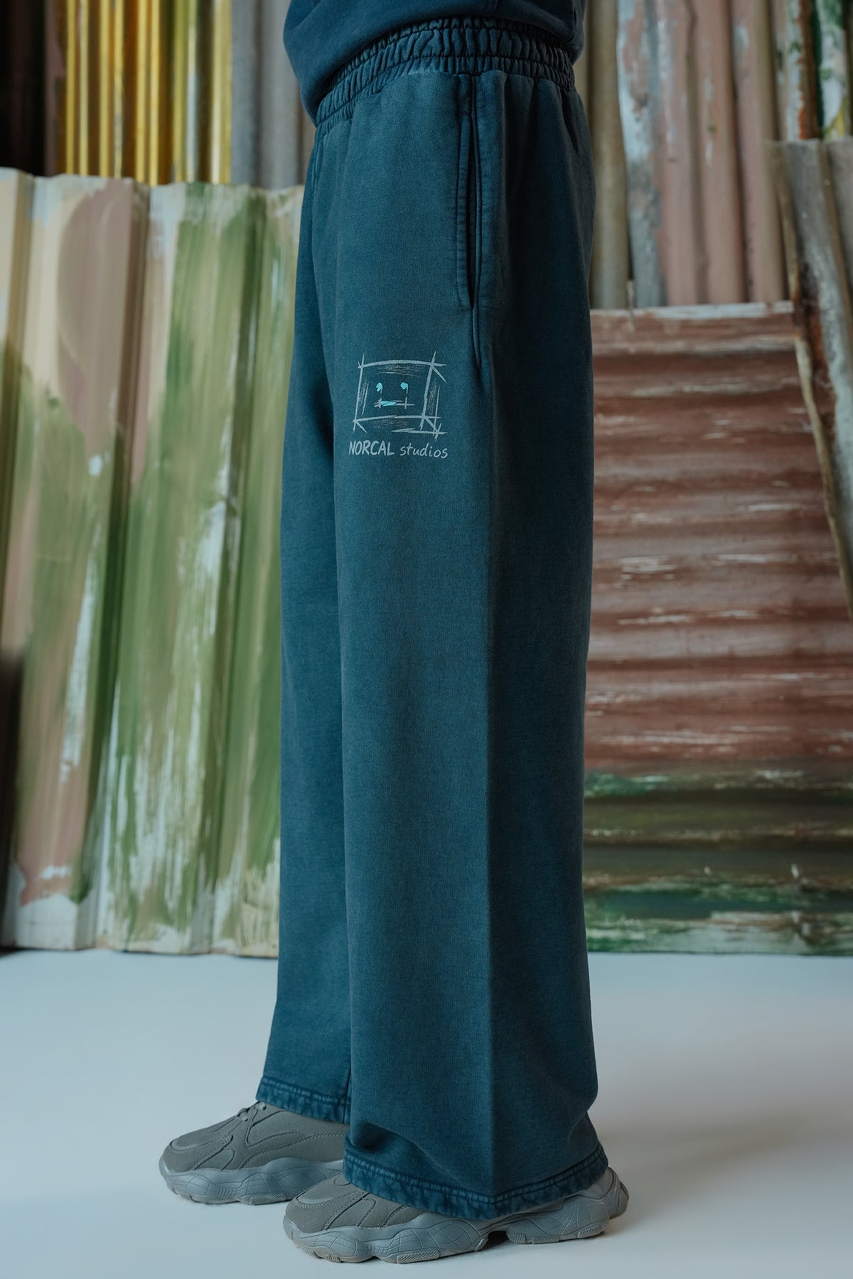 Norcal Studios Acid Wash Trousers - Navy Blue