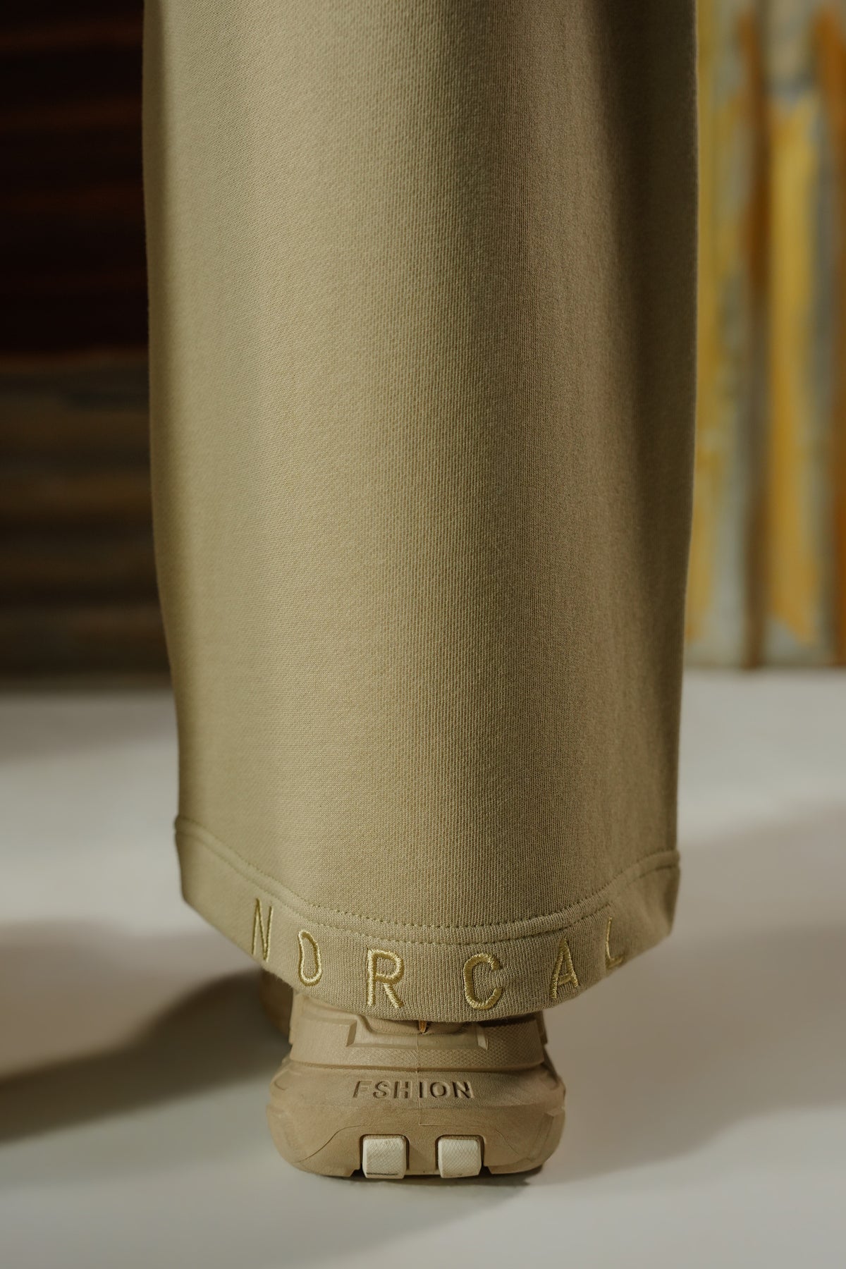 Embroidered Logo Branded Trousers - Khaki