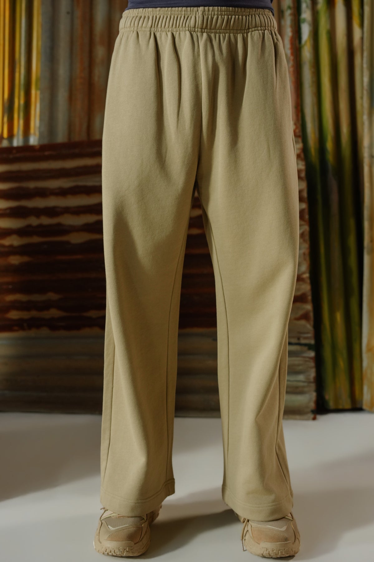 Embroidered Logo Branded Trousers - Khaki