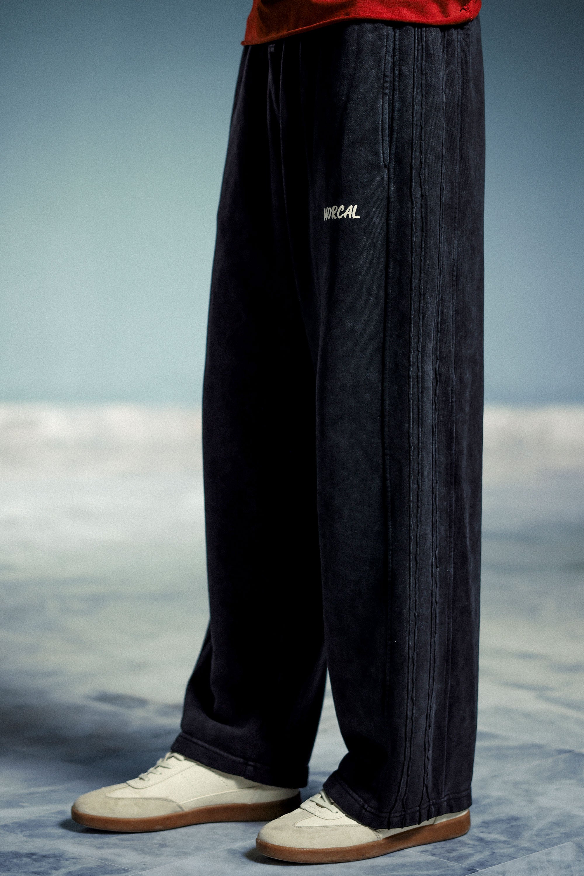 Side Self Stripes Acid Wash Trousers
