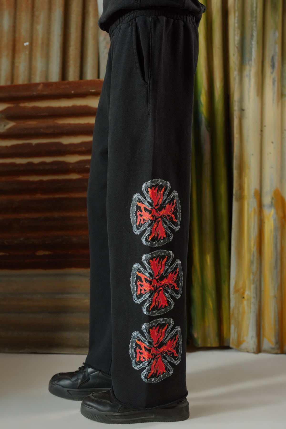 Fire Blaze Digital Printed Trousers - Black