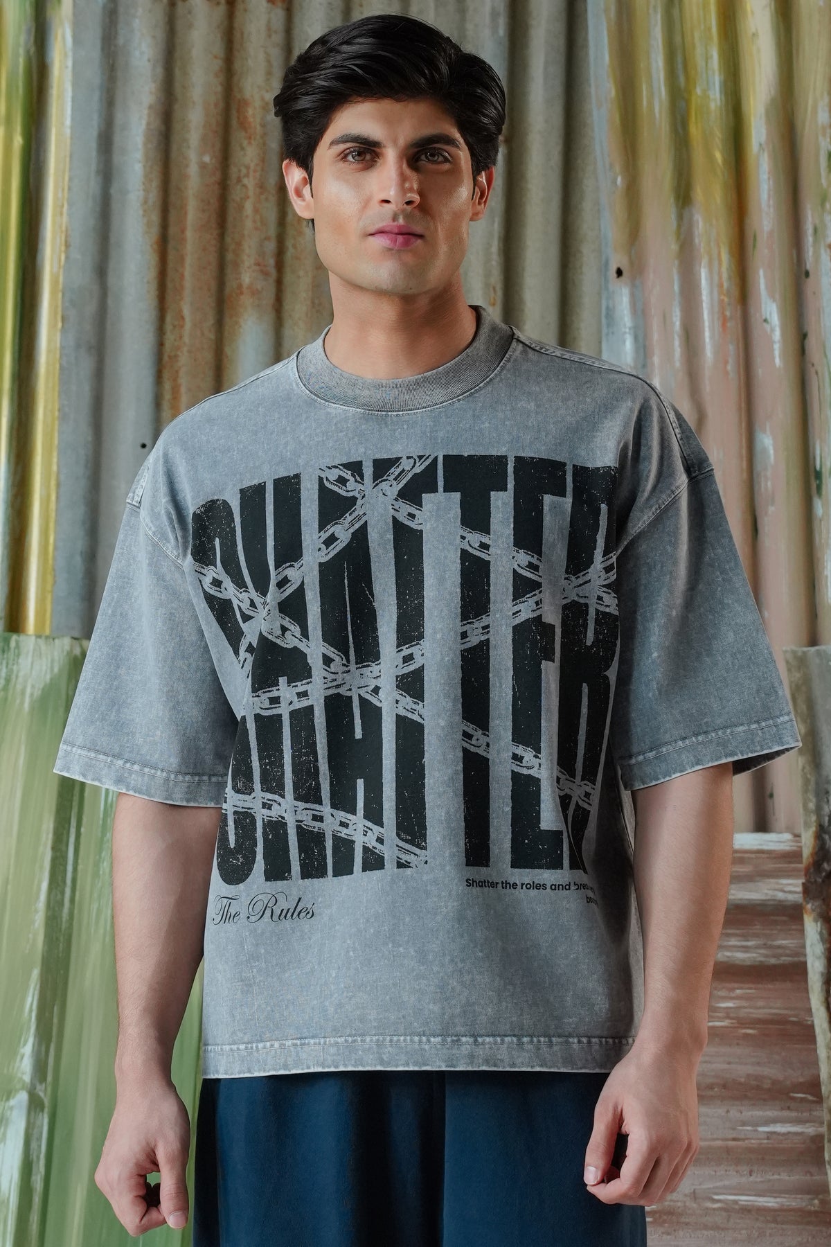 Shatter Rules Acid Wash Tee - Cement Grey