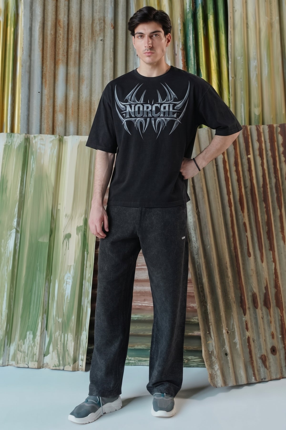 Norcal Metallic Throne Acid Wash Tee - Black