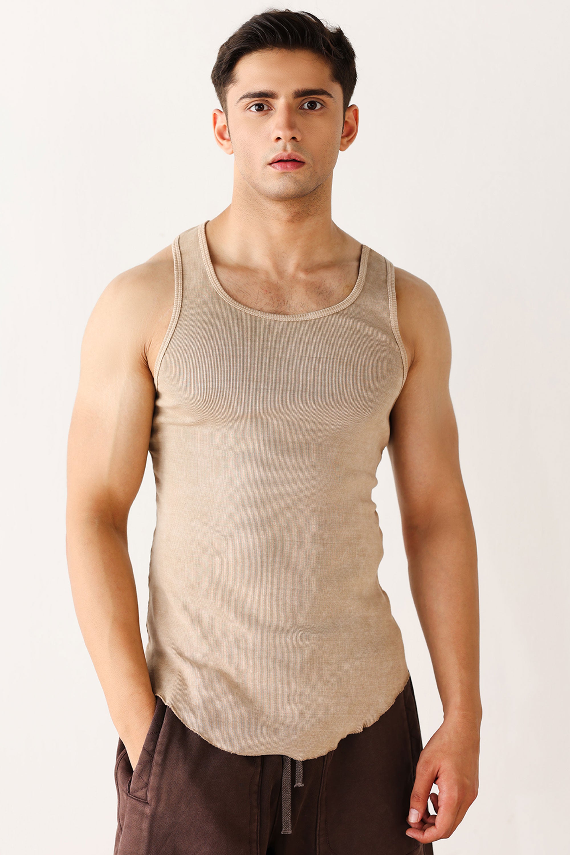 Acid Wash Scoop Bottom Rib Tank