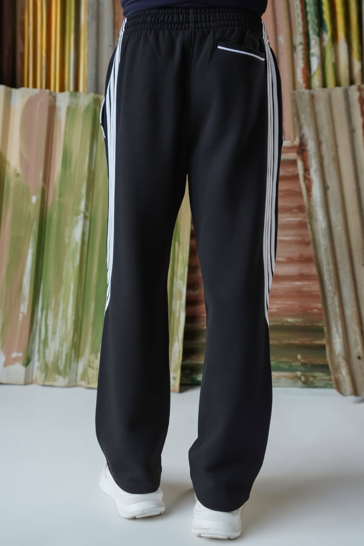 4-Stripes Fleece Trousers -  Black