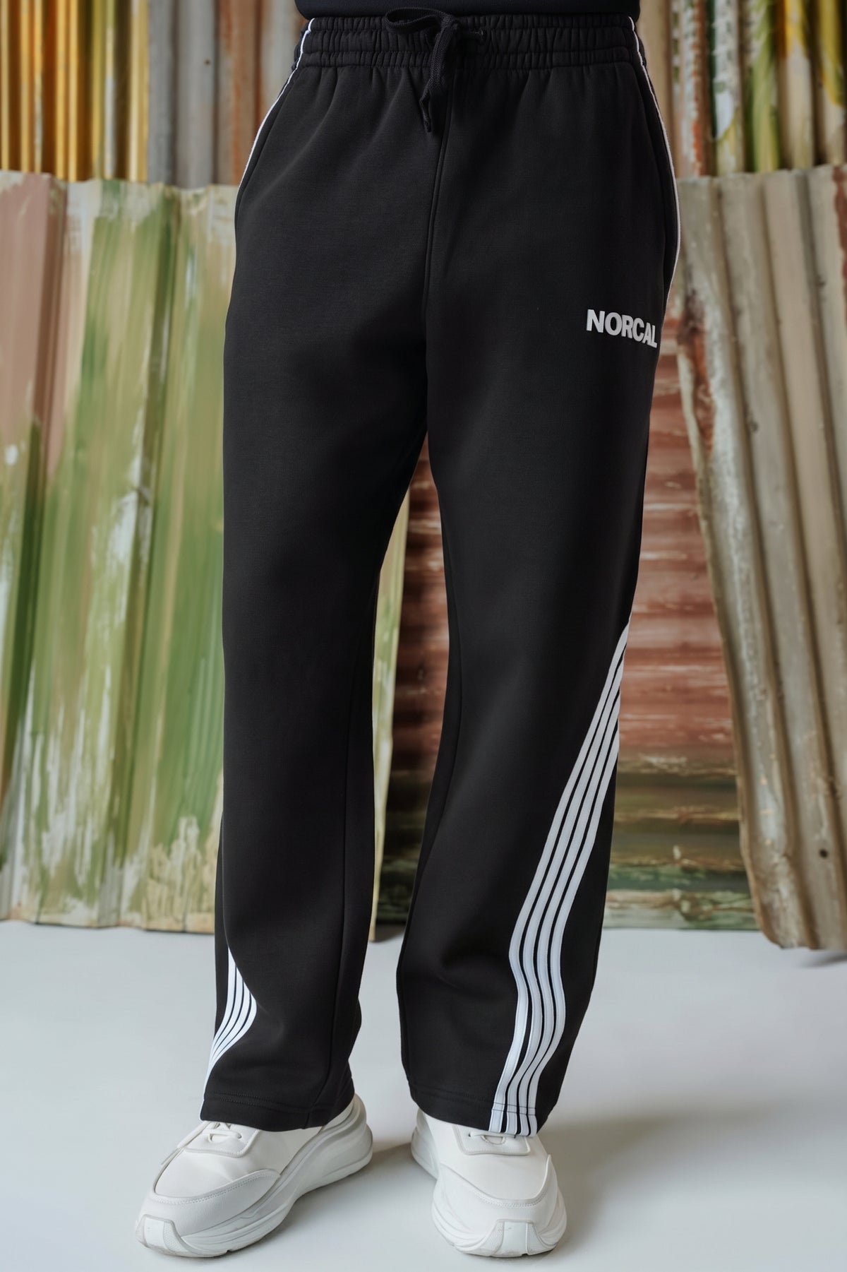 4-Stripes Fleece Trousers -  Black