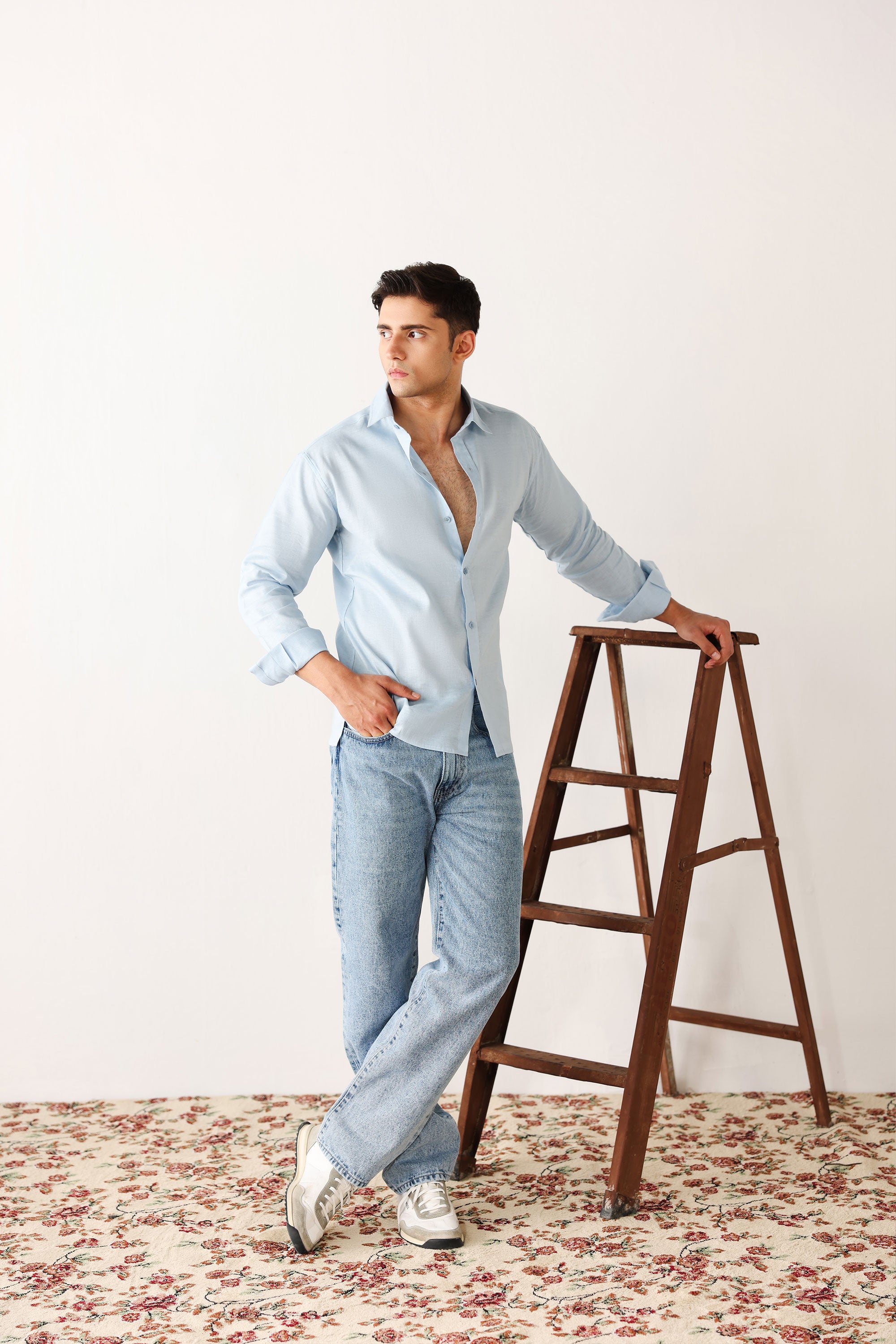 Ice Blue Irish Cotton Shirt