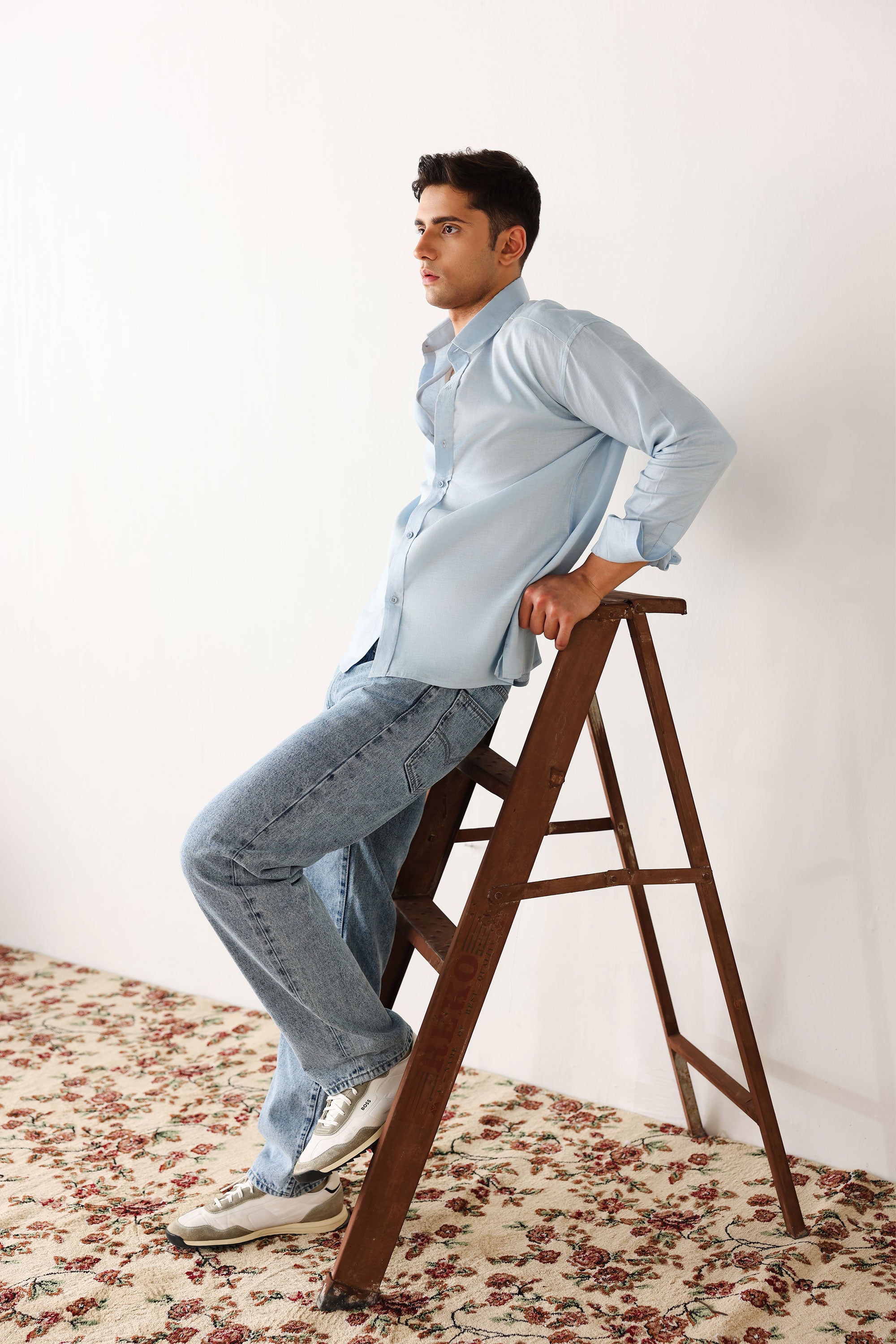 Ice Blue Irish Cotton Shirt