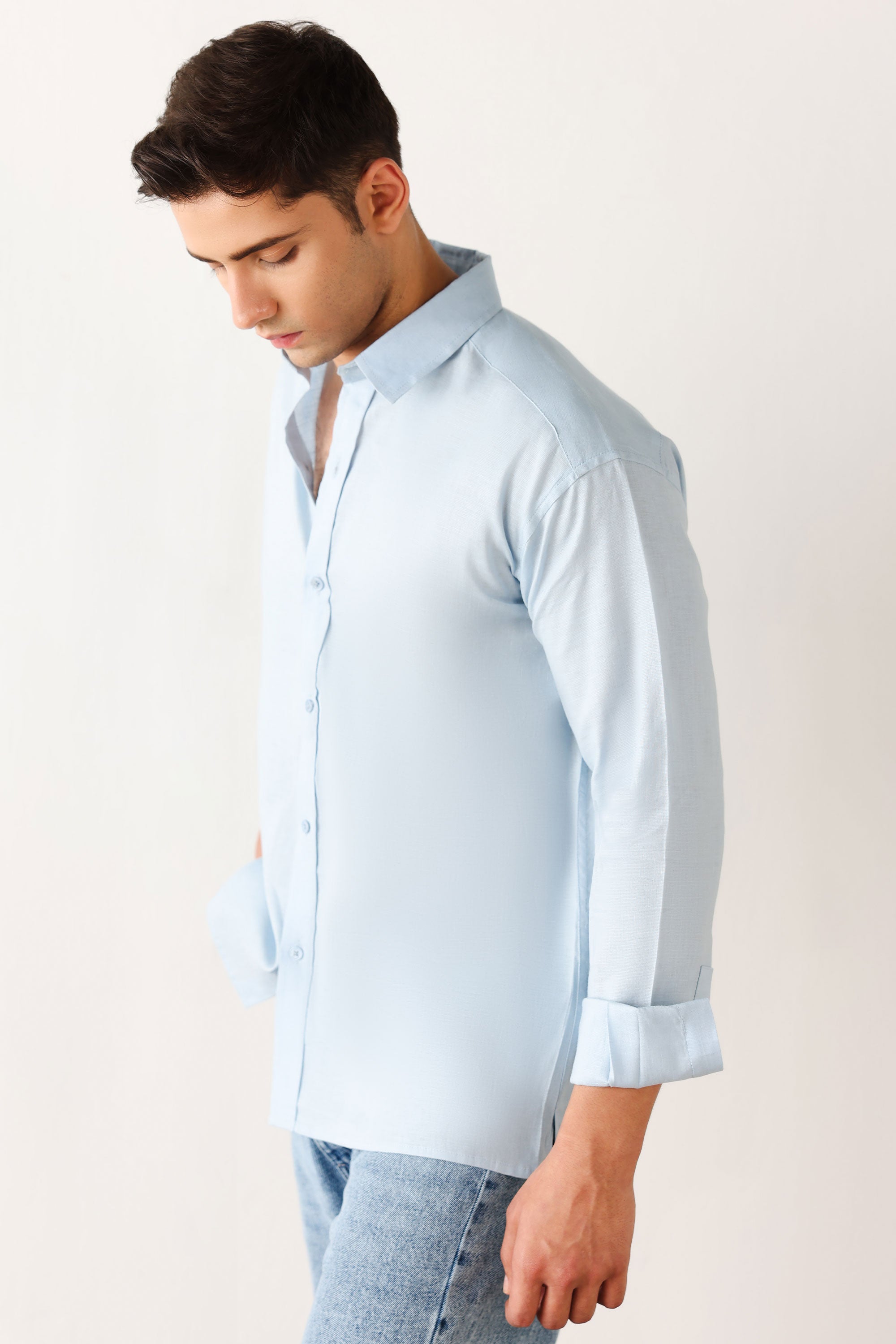 Ice Blue Irish Cotton Shirt